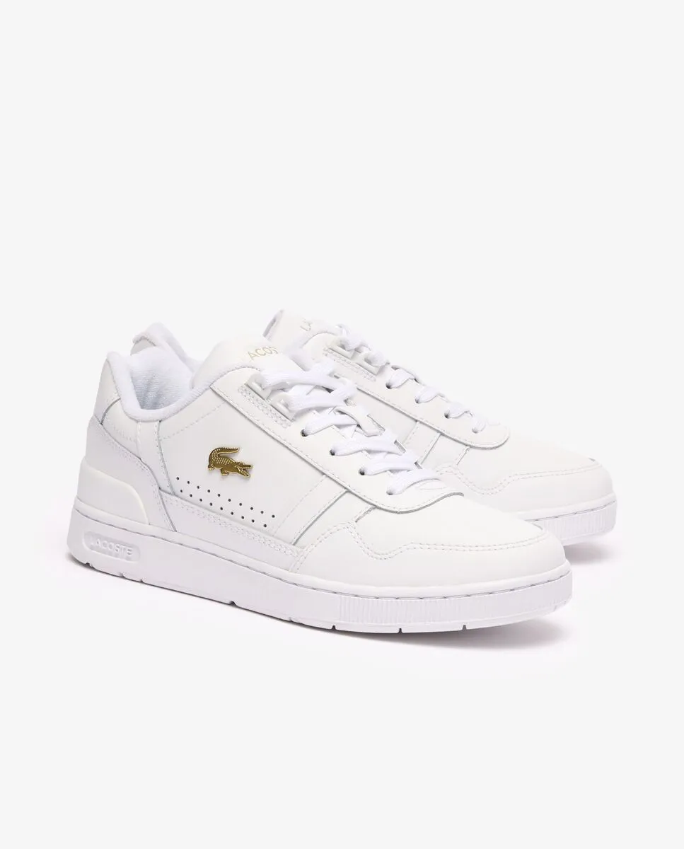 LACOSTE Women’s T-Clip Leather Trainers White LACOSTE Women’s T-Clip Leather Trainers White