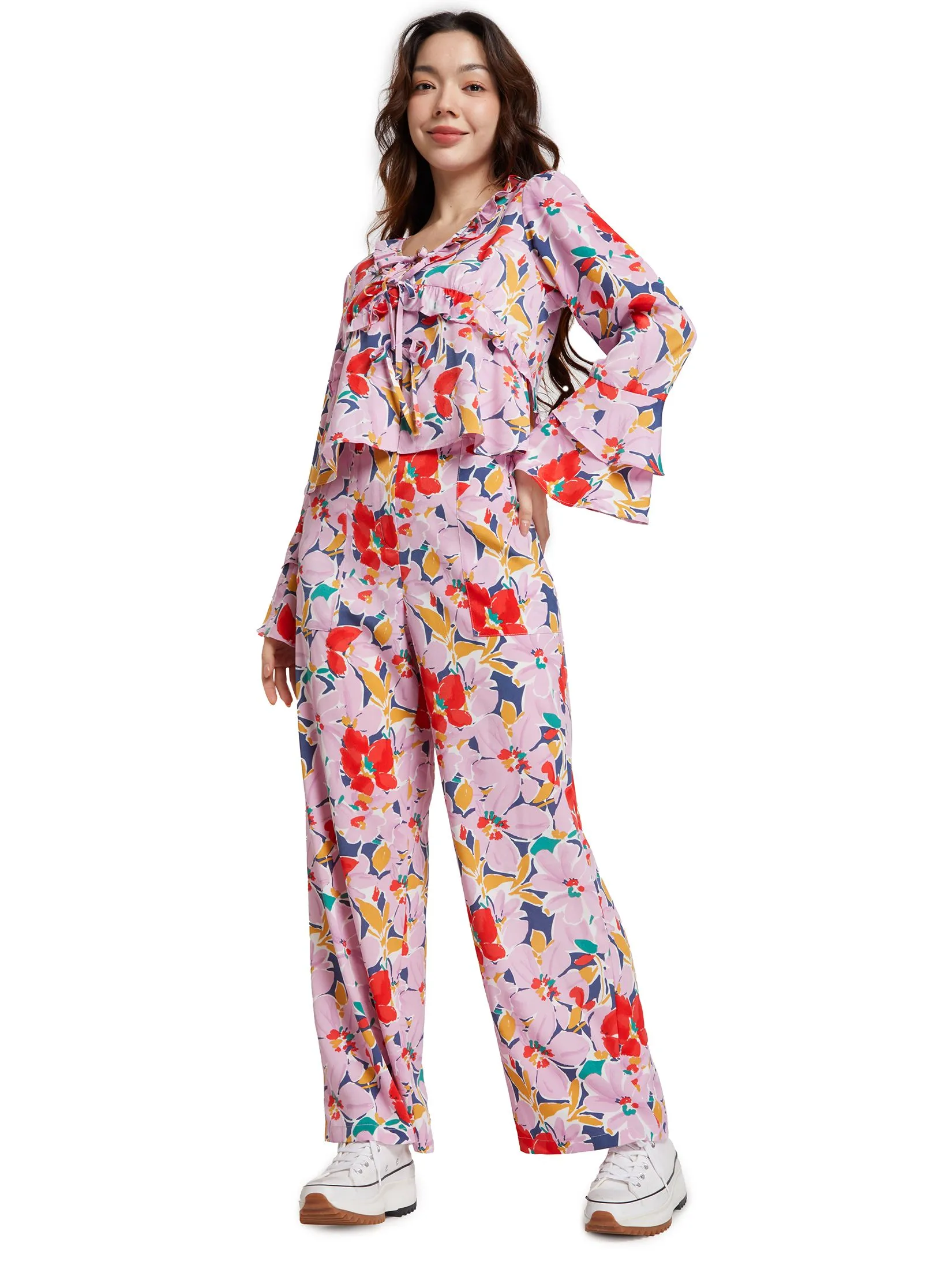 DEFRY 01 Women Pants Floral Printed DEFRY 01 Women Pants Floral Printed