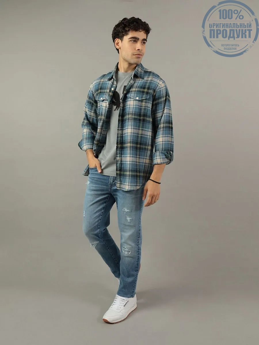 American Eagle MEN CF CSC SALVADOR TWILL FLANNEL 395 TEAL American Eagle MEN CF CSC SALVADOR TWILL FLANNEL 395 TEAL