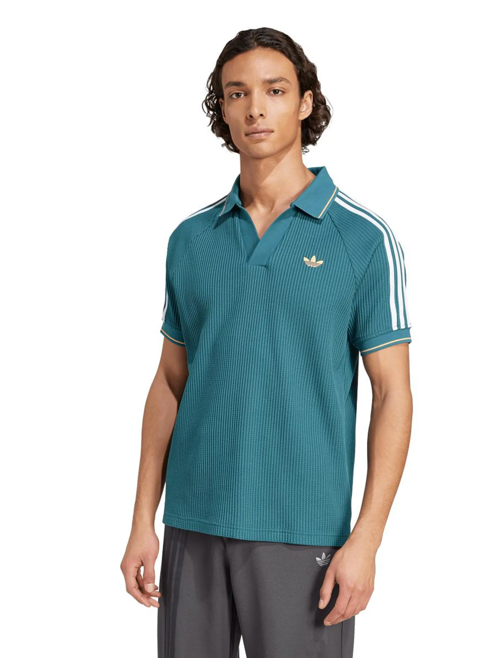 ADIDAS Men Polo Shirt Adidas Originals Waffle Knit ADIDAS Men Polo Shirt Adidas Originals Waffle Knit