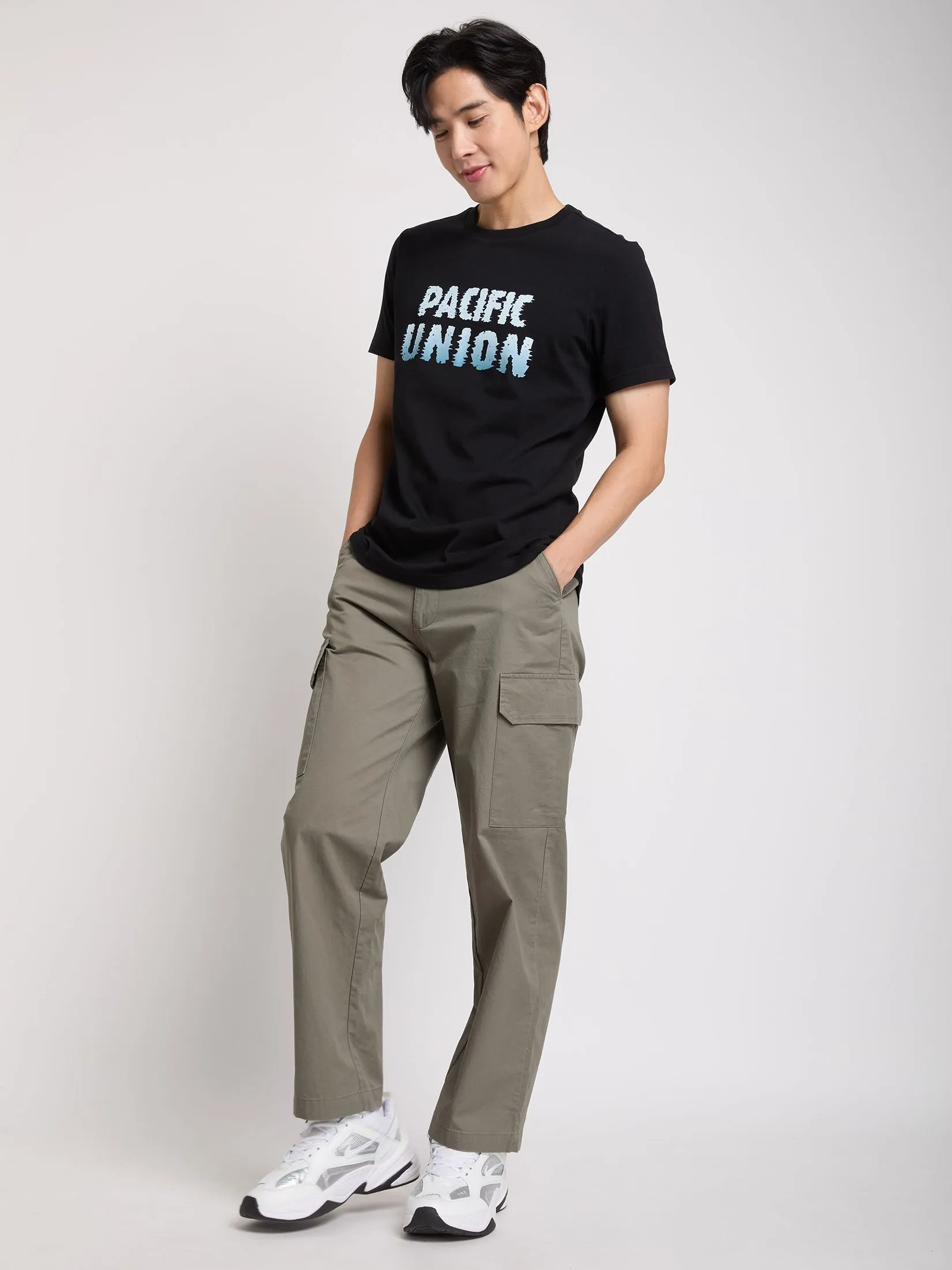 PACIFIC UNION Men T-Shirt Short Sleeves Logo Printed PACIFIC UNION Men T-Shirt Short Sleeves Logo Printed