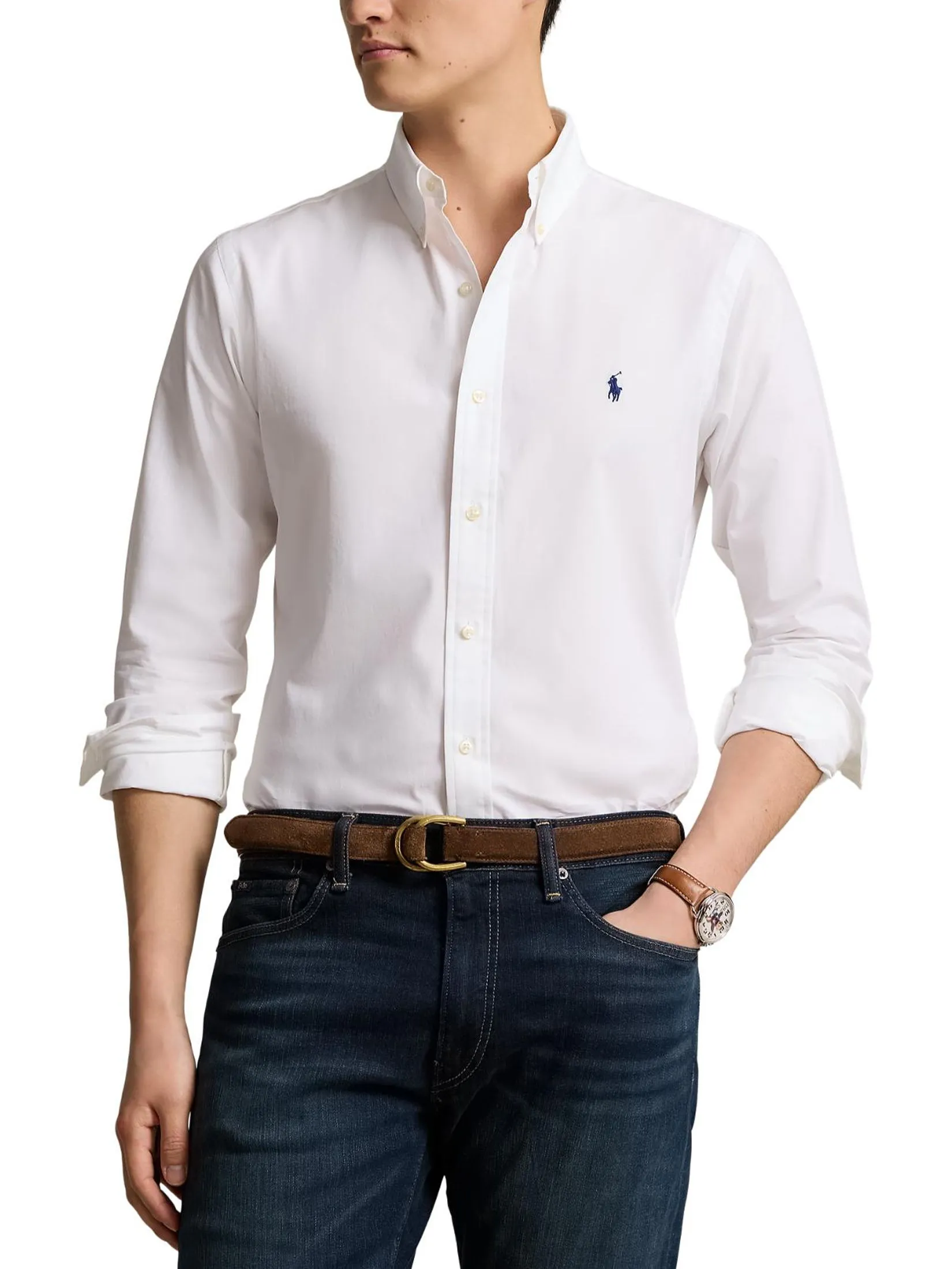 POLO RALPH LAUREN Men Shirt-Custom Fit Stretch Poplin Shirt MNPOWOV16823414-White POLO RALPH LAUREN Men Shirt-Custom Fit Stretch Poplin Shirt MNPOWOV16823414-White