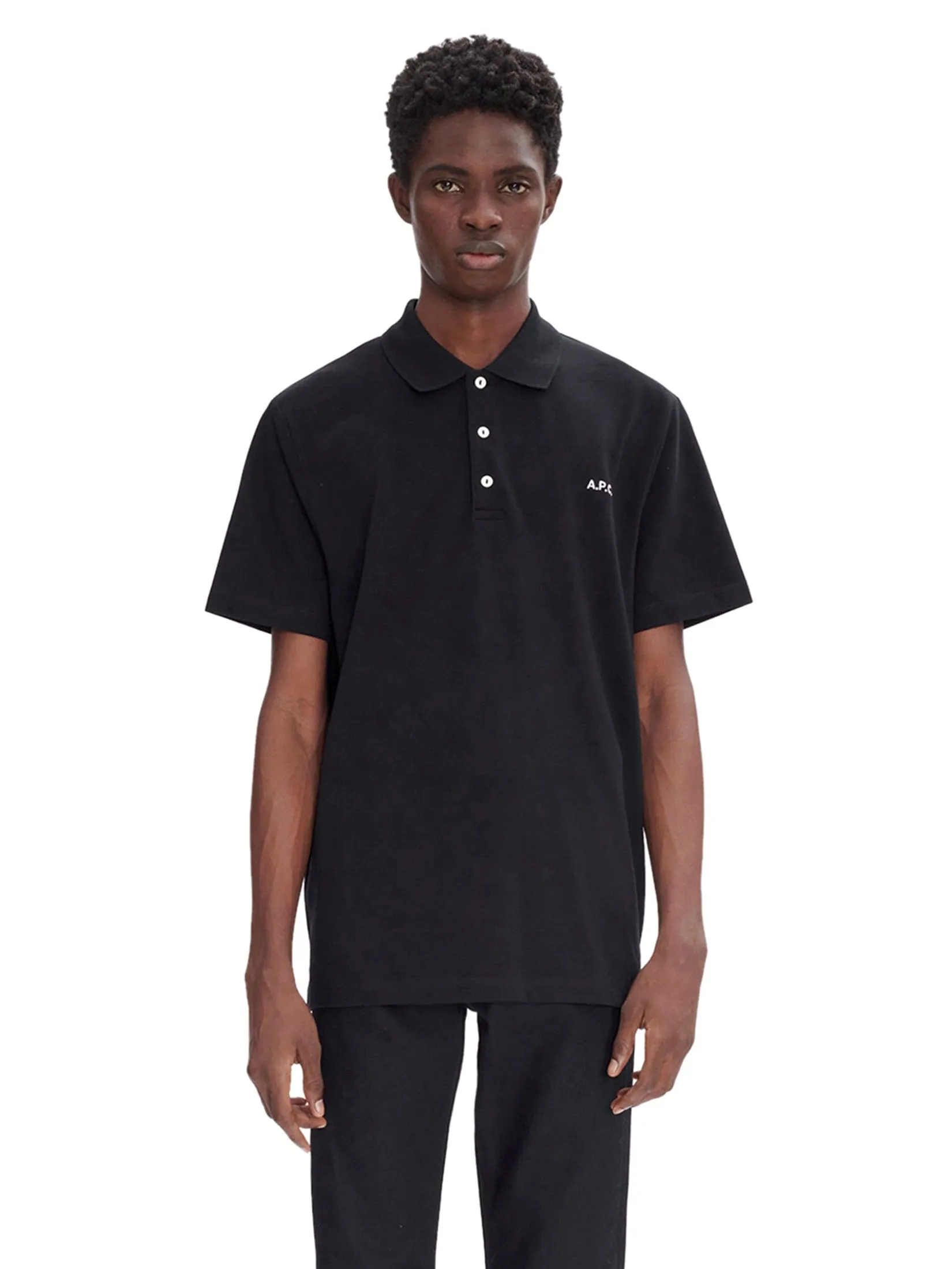 A.P.C. Men Polo Shirt Standard Gots Lzz Noir A.P.C. Men Polo Shirt Standard Gots Lzz Noir