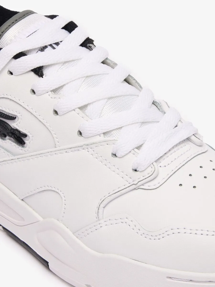 LACOSTE White Women’s Lineshot Contrasted Collar Leather Trainers LACOSTE White Women’s Lineshot Contrasted Collar Leather Trainers