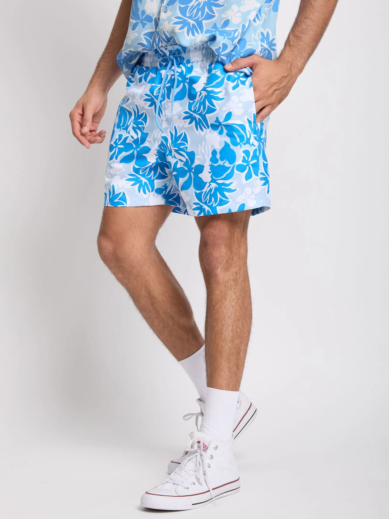 DEFRY 01 Men Shorts Adjustable Strap Hawaiian Style DEFRY 01 Men Shorts Adjustable Strap Hawaiian Style