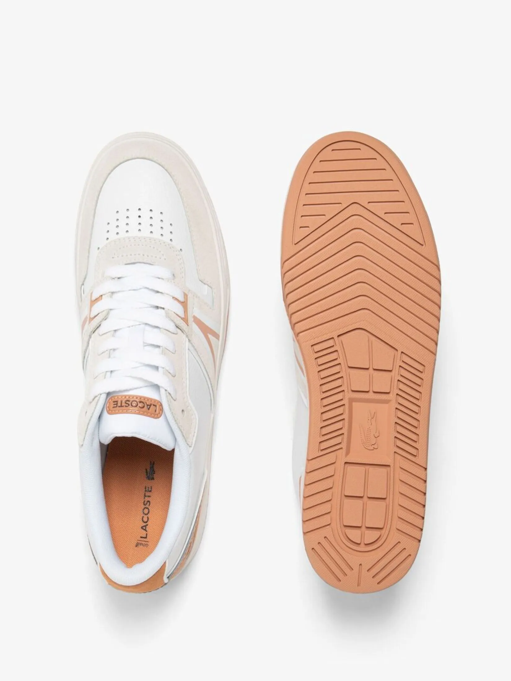 LACOSTE Men’s L001 Sport-Inspired Leather Trainers White LACOSTE Men’s L001 Sport-Inspired Leather Trainers White