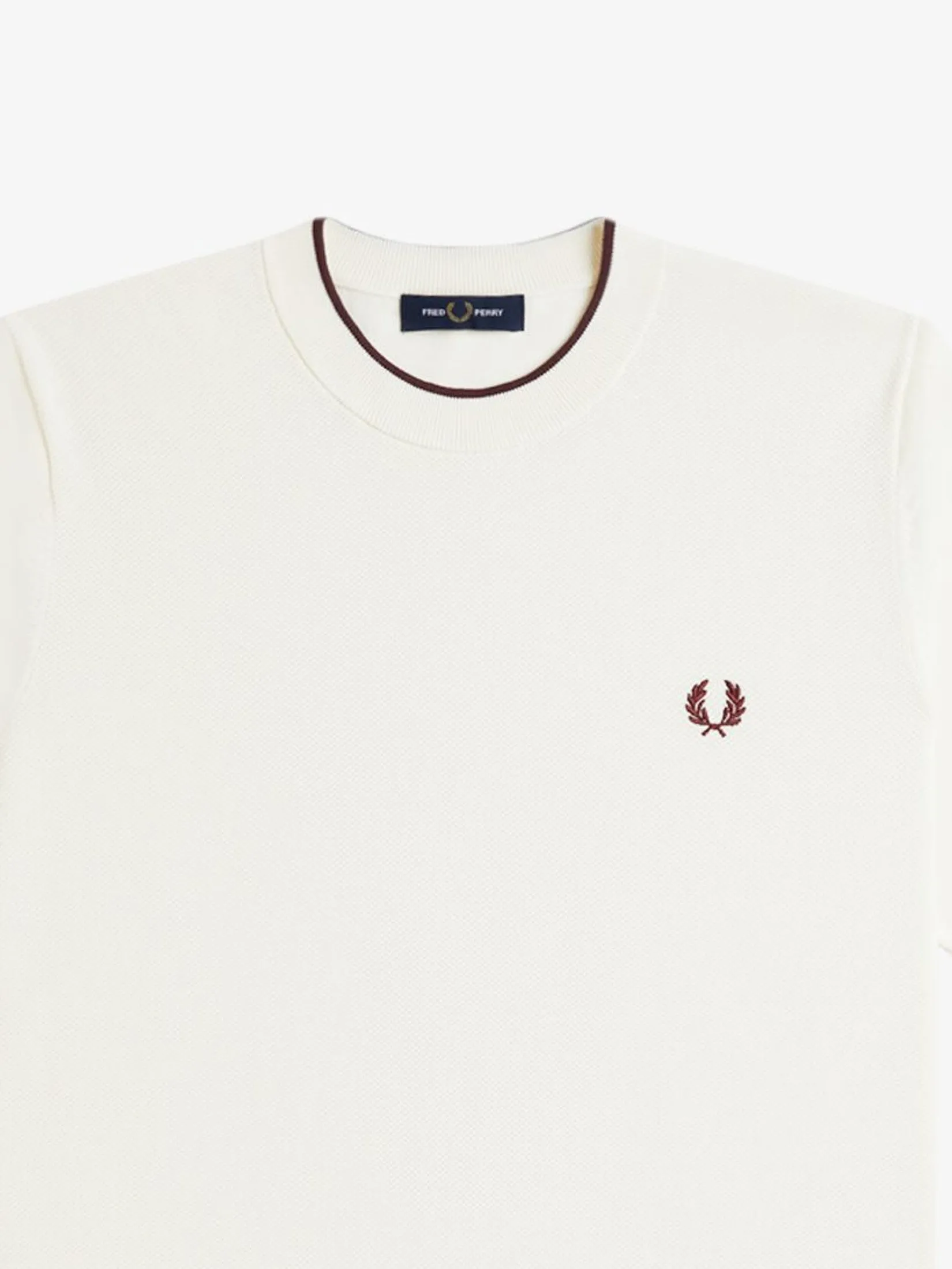 Fred Perry Men PIQUE STITCH KNITTED T-SHIRT White
