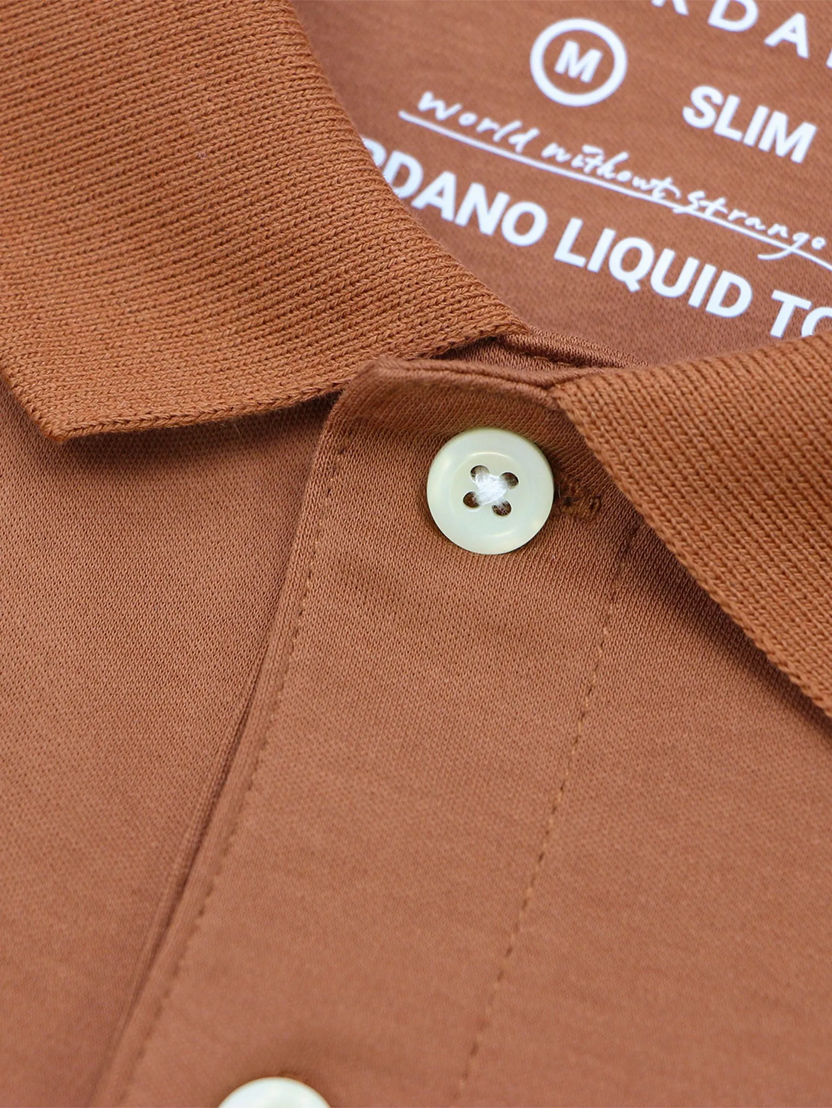 GIORDANO Men's Interlock Embroidery Polo (Liquid Touch) Mocha Bisque orange GIORDANO Men's Interlock Embroidery Polo (Liquid Touch) Mocha Bisque orange