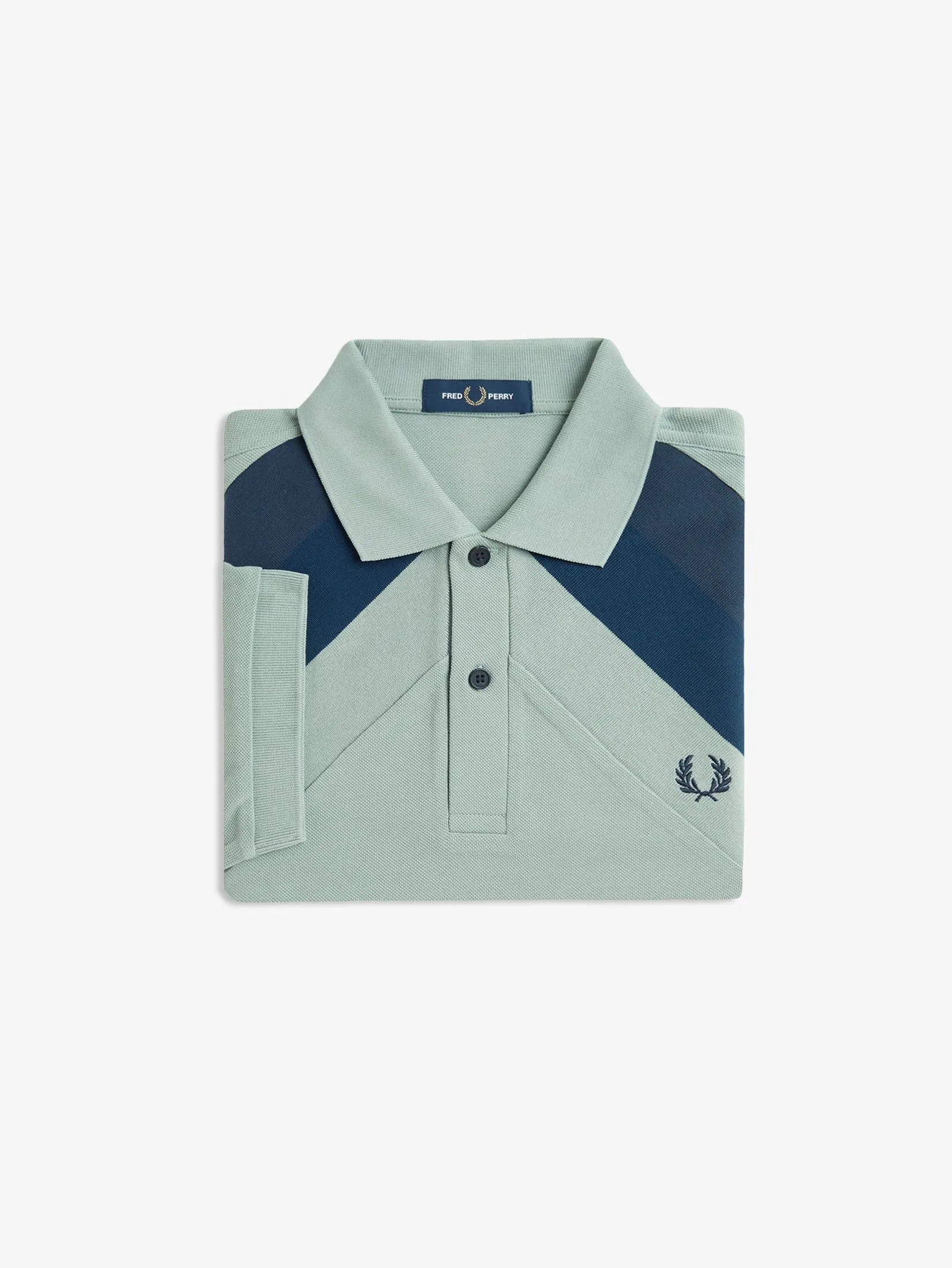 Fred Perry Men STRIPED PANEL POLO SHIRT Green Fred Perry Men STRIPED PANEL POLO SHIRT Green