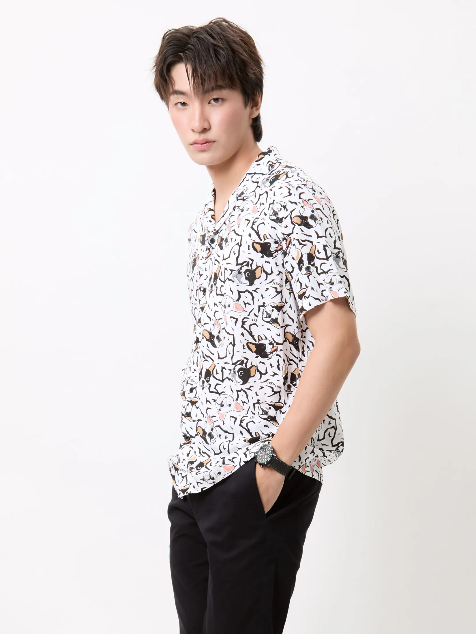 ESP Frenchie Hawii Shirt Man White ESP Frenchie Hawii Shirt Man White