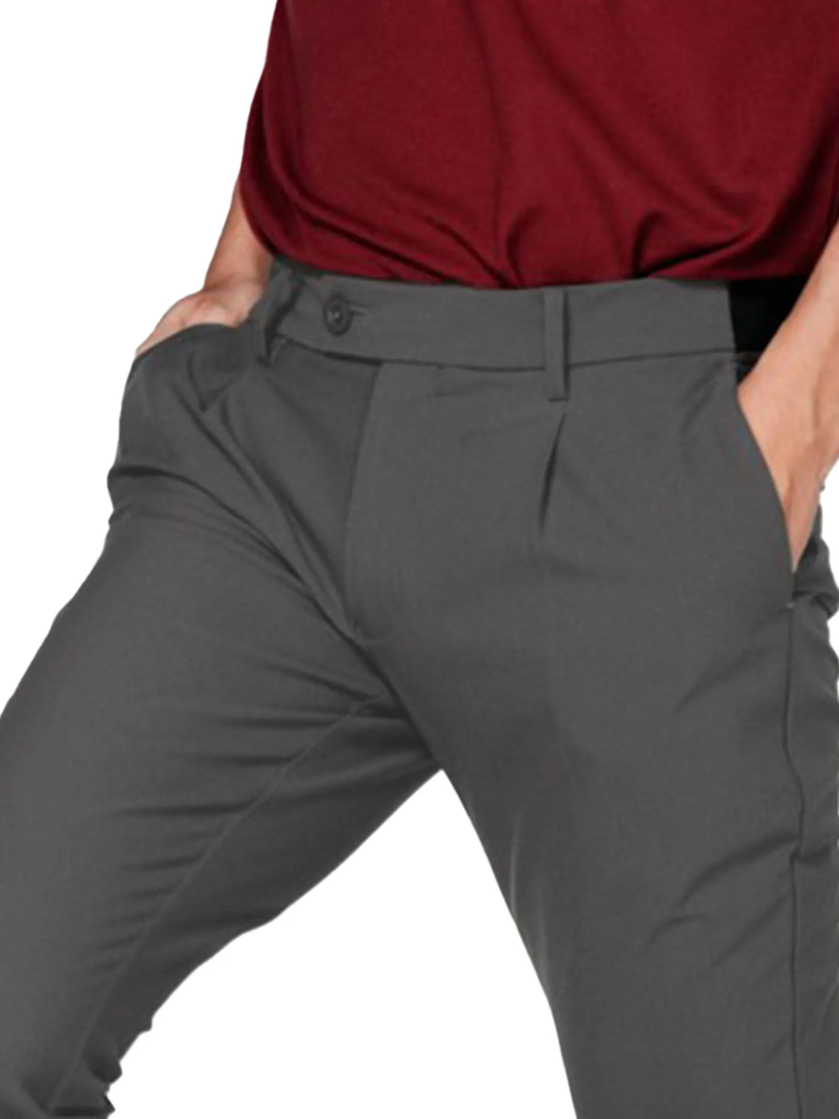 Era-won Men's  Cropped Skinny pants Golf fabric Grey Era-won Men's  Cropped Skinny pants Golf fabric Grey