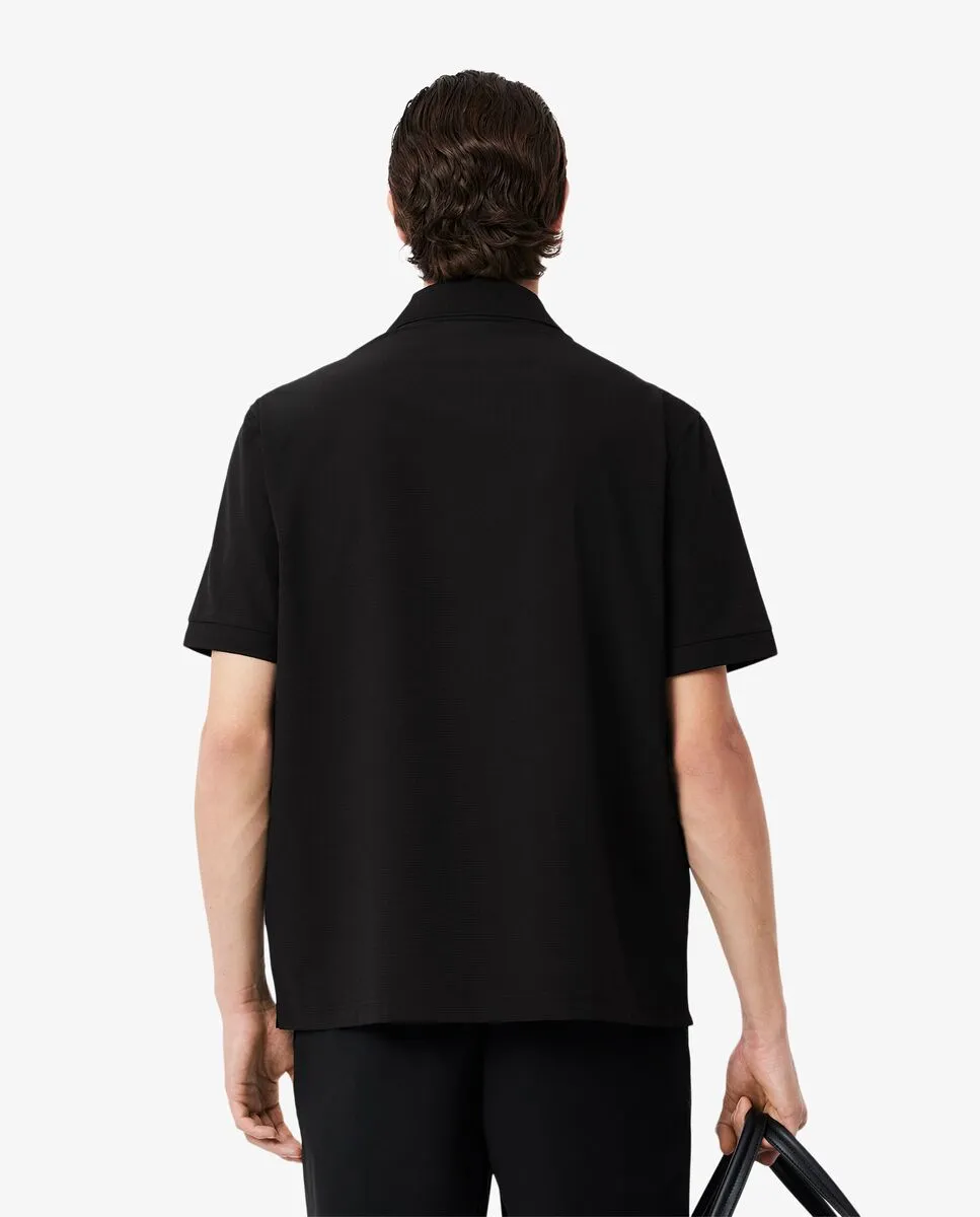 LACOSTE Loose Fit Mesh Polo Shirt Black LACOSTE Loose Fit Mesh Polo Shirt Black