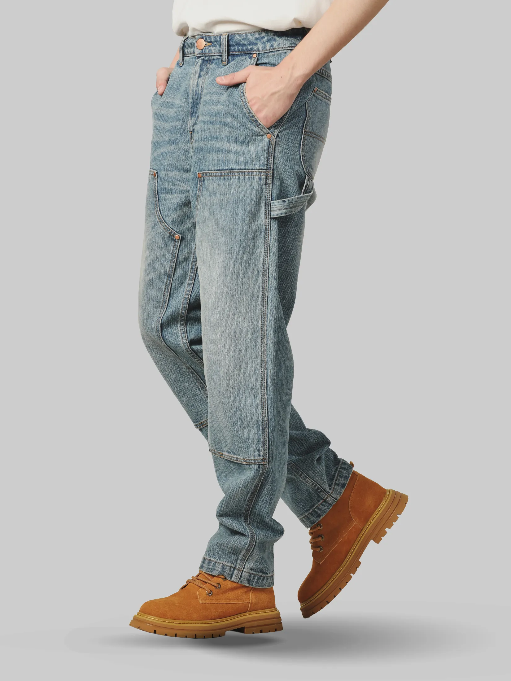 WRANGLER Men s Jeans Casey Jones Collection Mid double knees Fit Light Indigo WRANGLER Men s Jeans Casey Jones Collection Mid double knees Fit Light Indigo