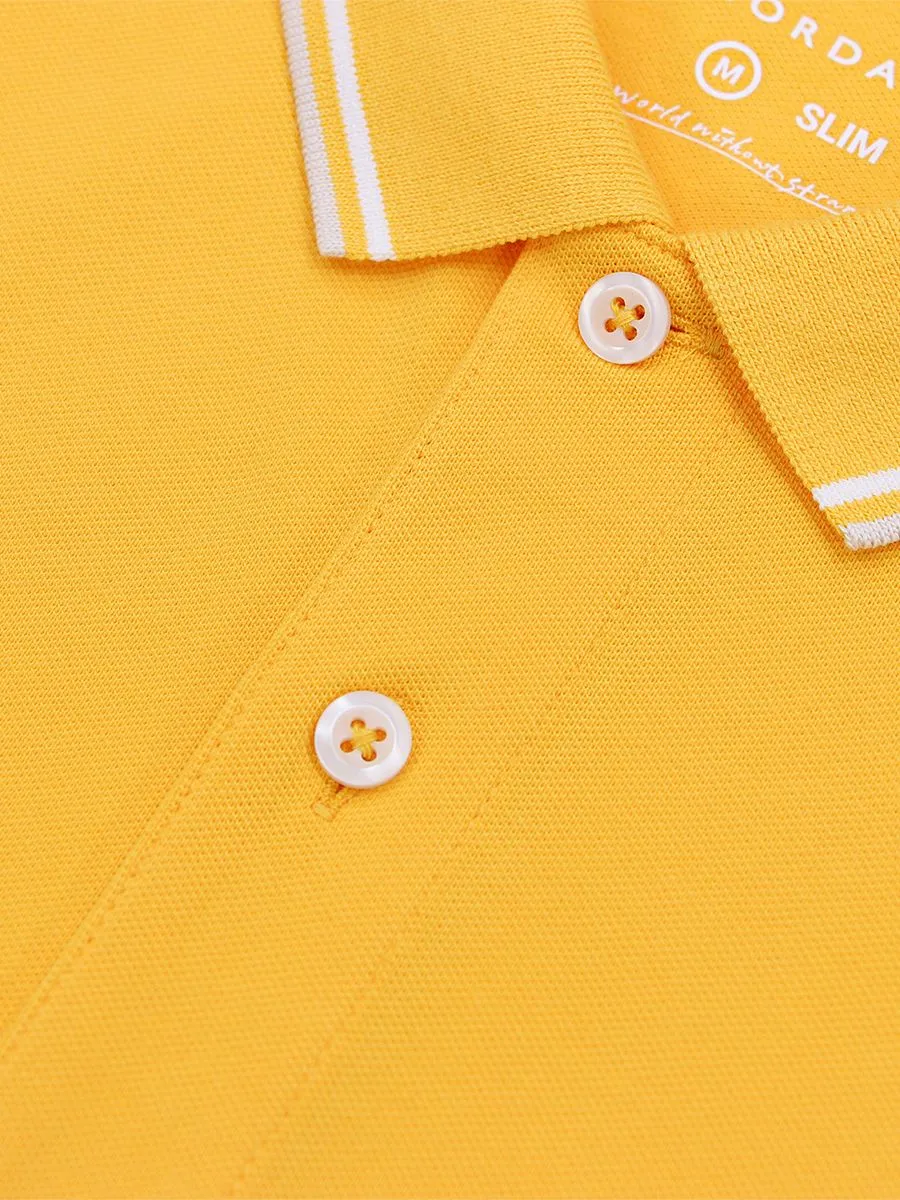 GIORDANO Men's Cotton Lycra Solid Polo Daffodil Yellow GIORDANO Men's Cotton Lycra Solid Polo Daffodil Yellow