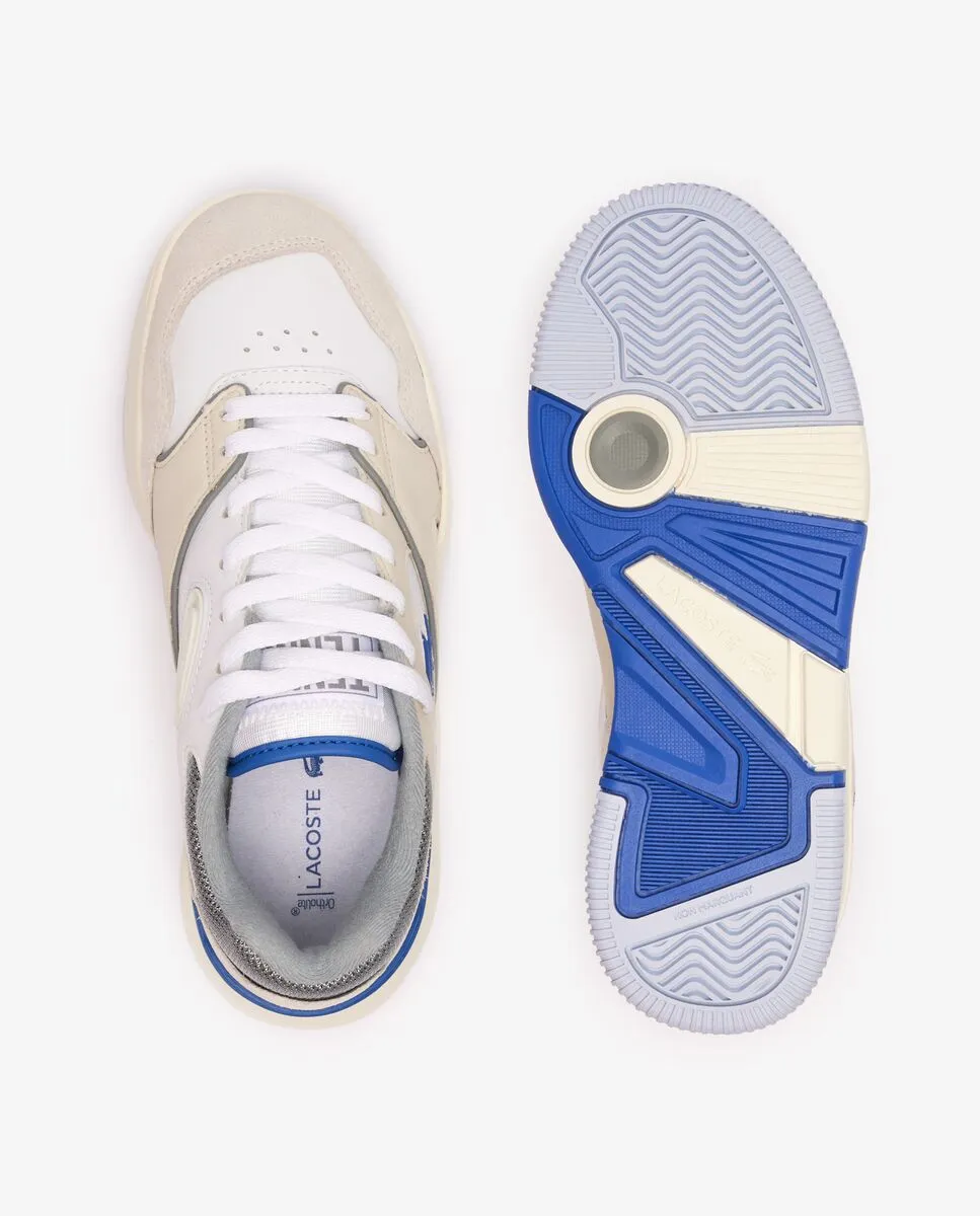 LACOSTE White Women’s Lineset Contrasted Collar Leather Trainers LACOSTE White Women’s Lineset Contrasted Collar Leather Trainers