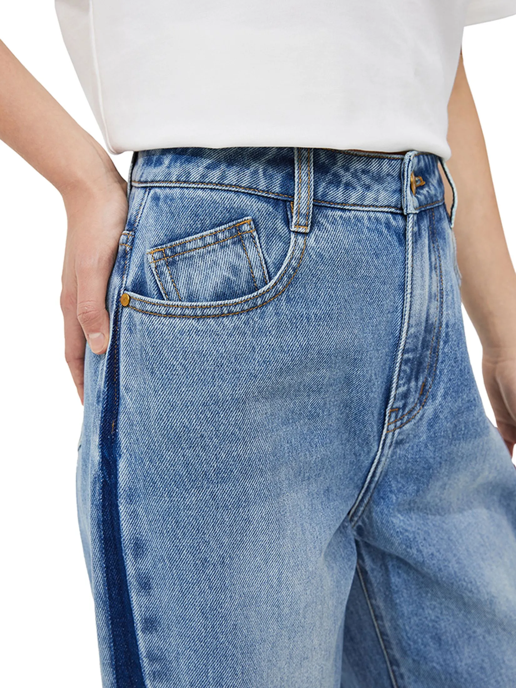 PORTSPURE Women Trousers Wide-Leg Denim Blue PORTSPURE Women Trousers Wide-Leg Denim Blue