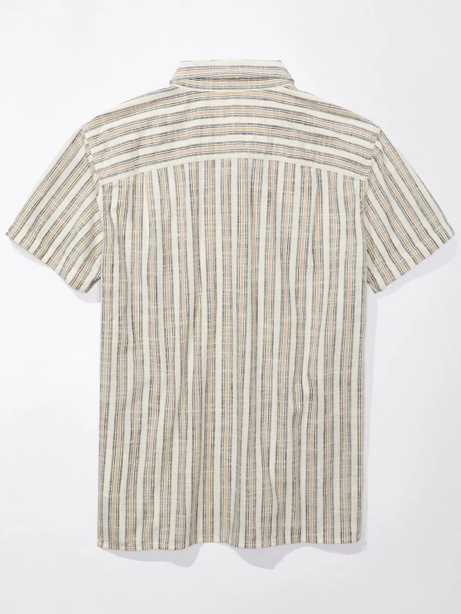 American Eagle MEN BROOKE STRIPE TERRY SLUB SHIRT 131 CHALK American Eagle MEN BROOKE STRIPE TERRY SLUB SHIRT 131 CHALK