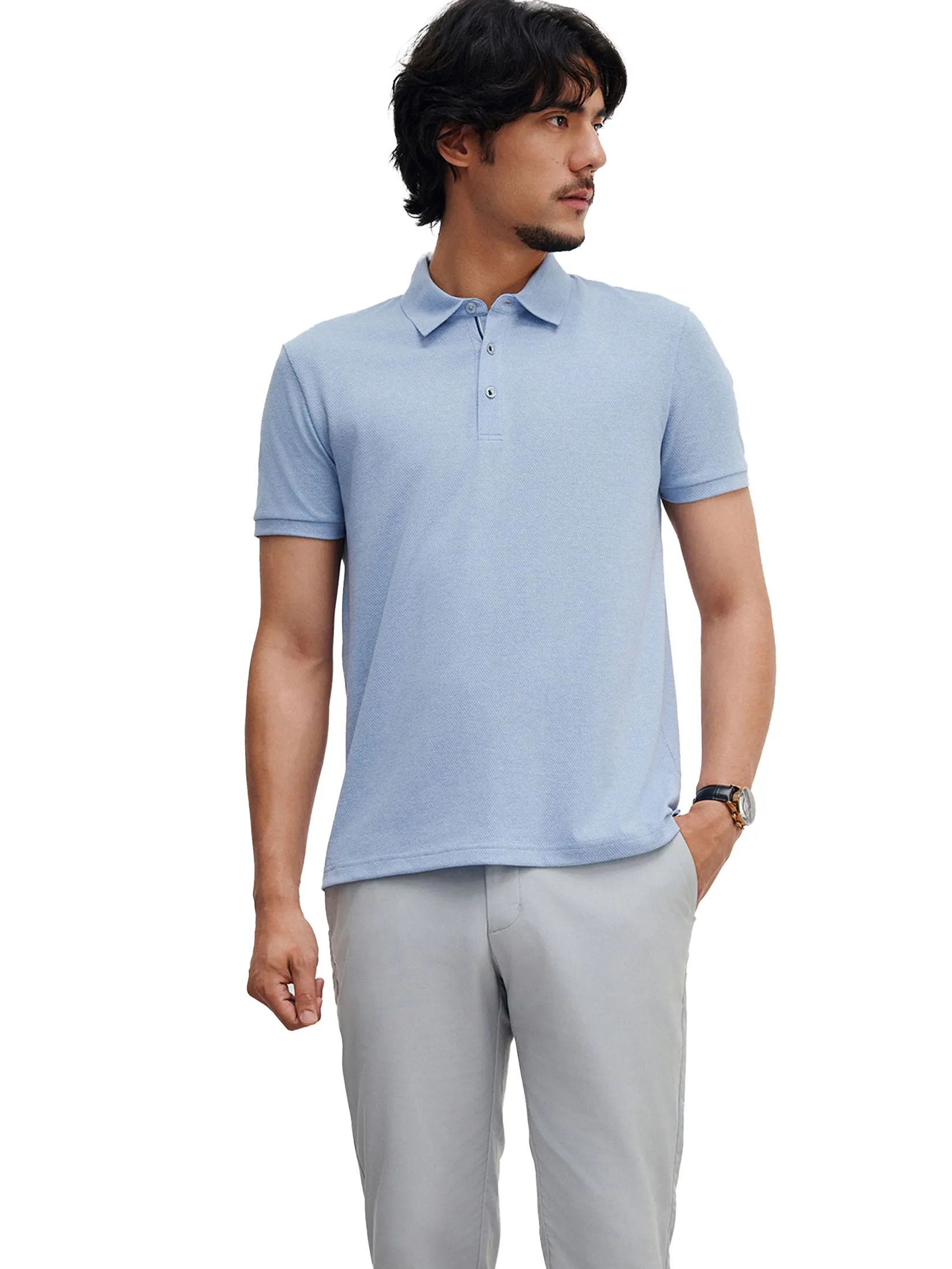 G2000 Men Clothing Cotton Blend Jacquard Polo Smart Fit - Blue G2000 Men Clothing Cotton Blend Jacquard Polo Smart Fit - Blue