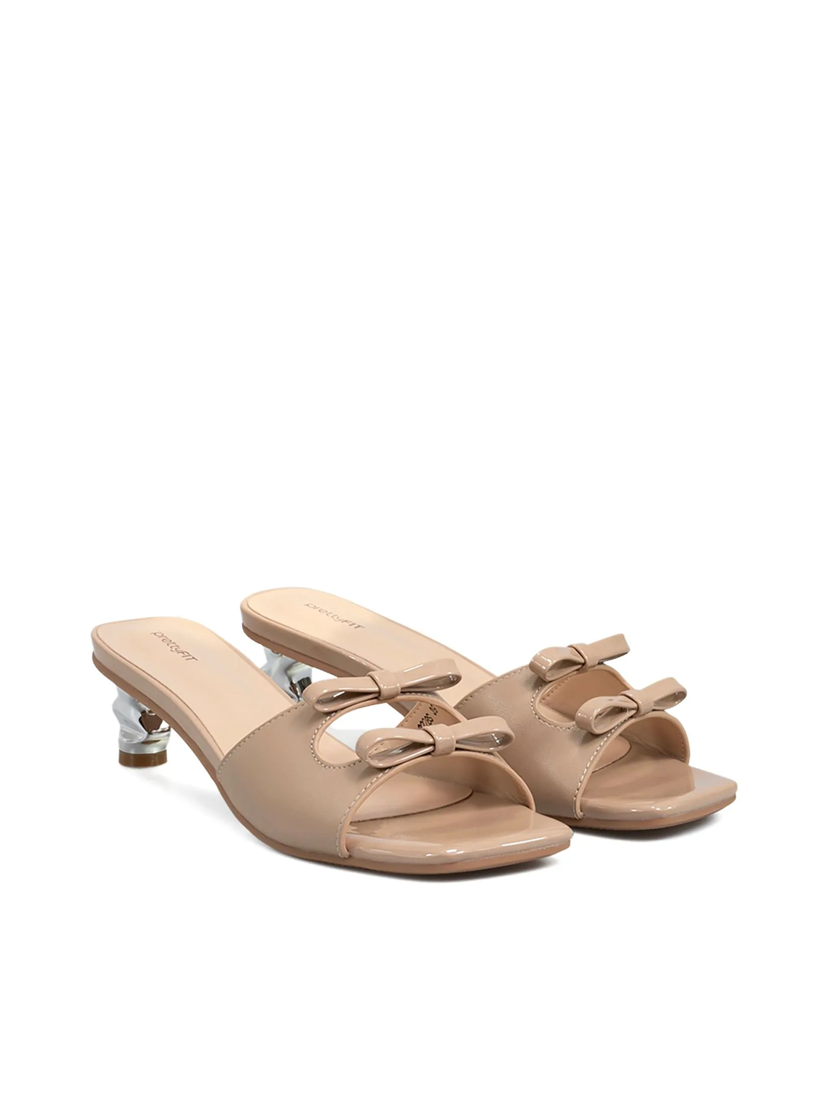 PRETTY FIT Women Mules Bows Across Front Beige PRETTY FIT Women Mules Bows Across Front Beige