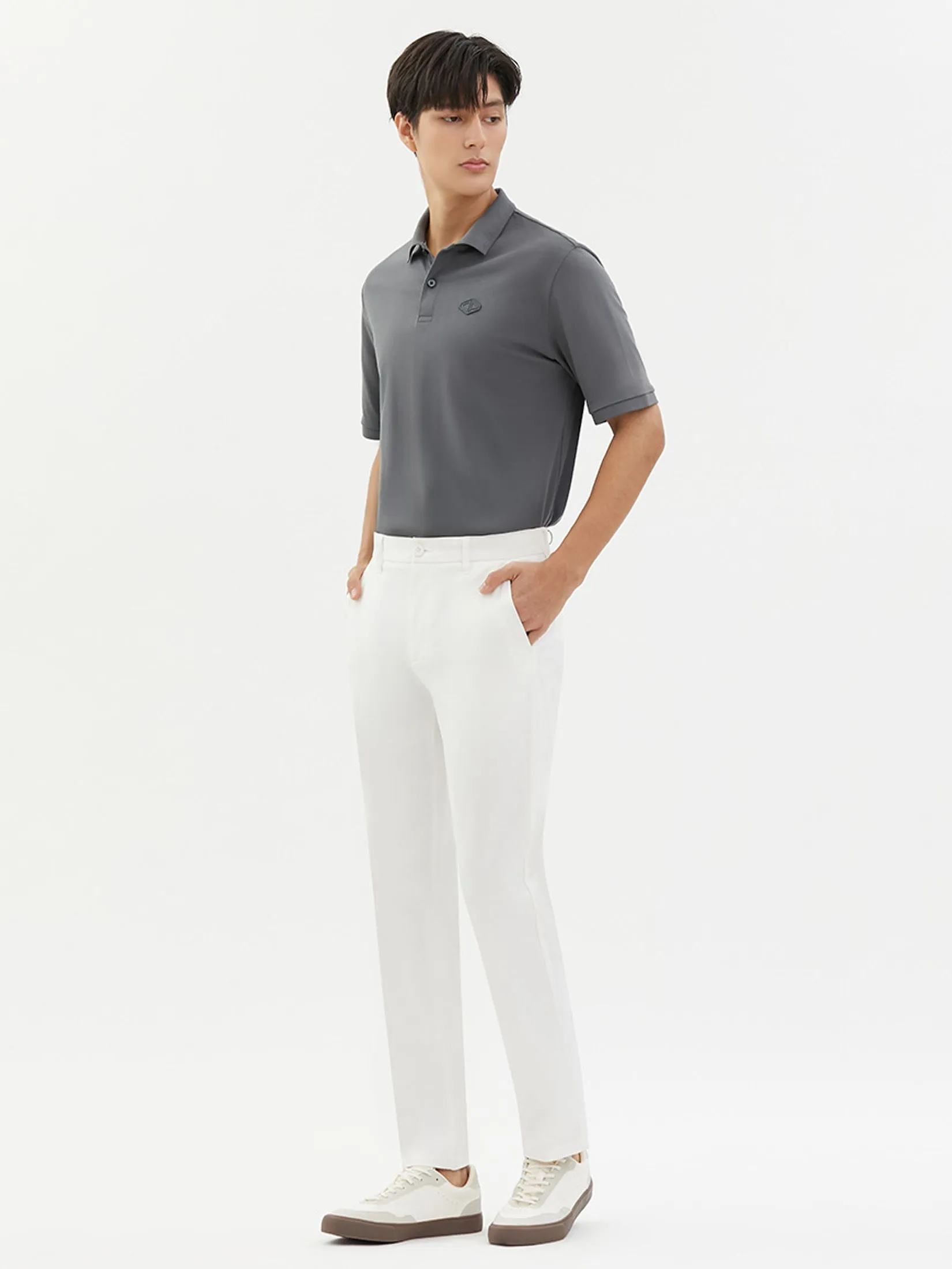 DAPPER DAPPER DP Patch Polo Shirt Grey DAPPER DAPPER DP Patch Polo Shirt Grey
