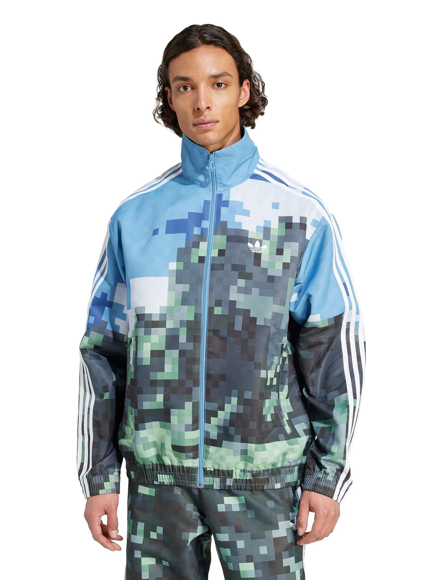 ADIDAS Unisex Track Top Adidas Originals x Minecraft Blue / Hazy Blue / Magic Lime / Tribe Green