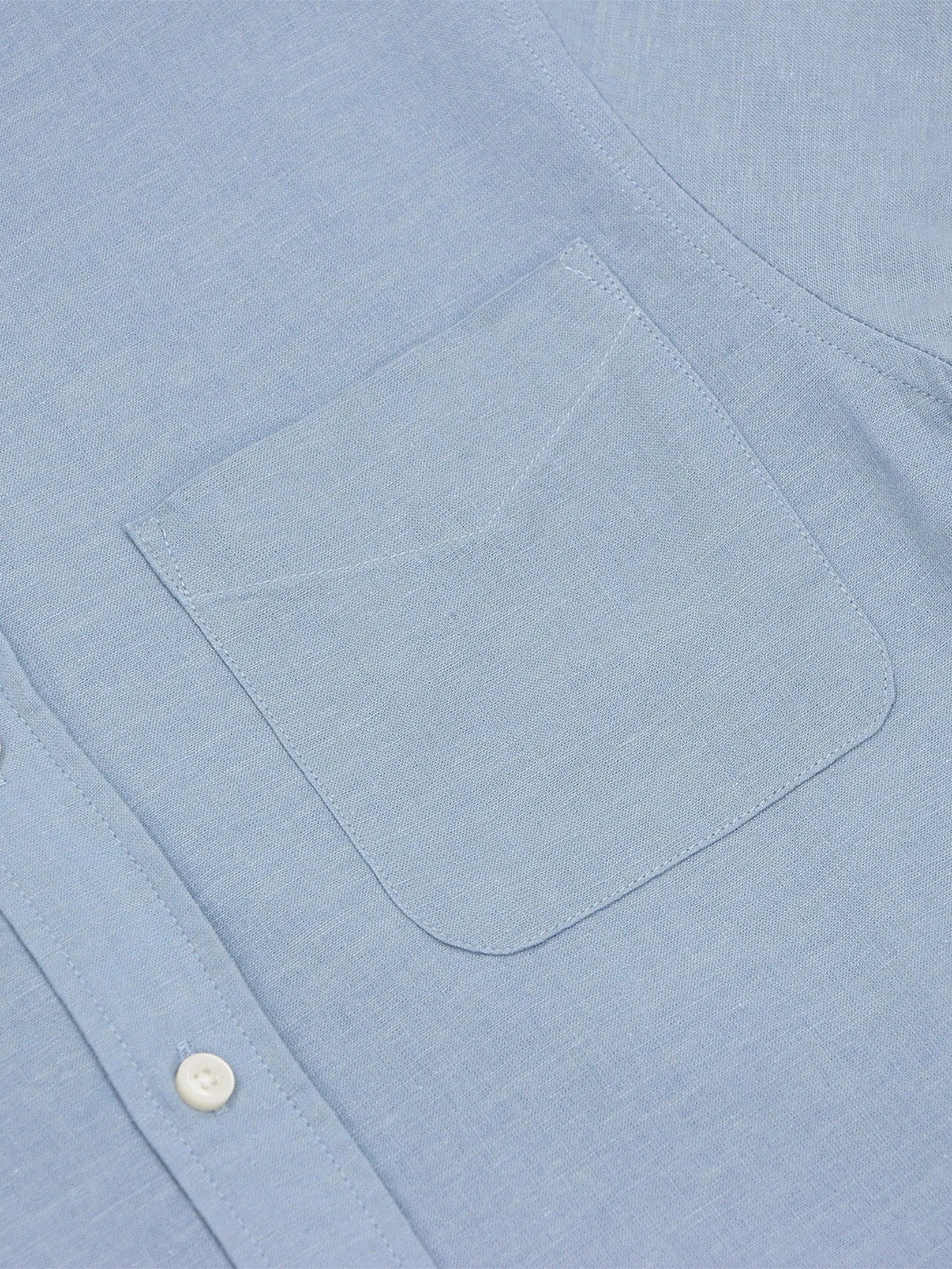 GIORDANO Men's Slim Poplin Linen Shirt Subdued blue