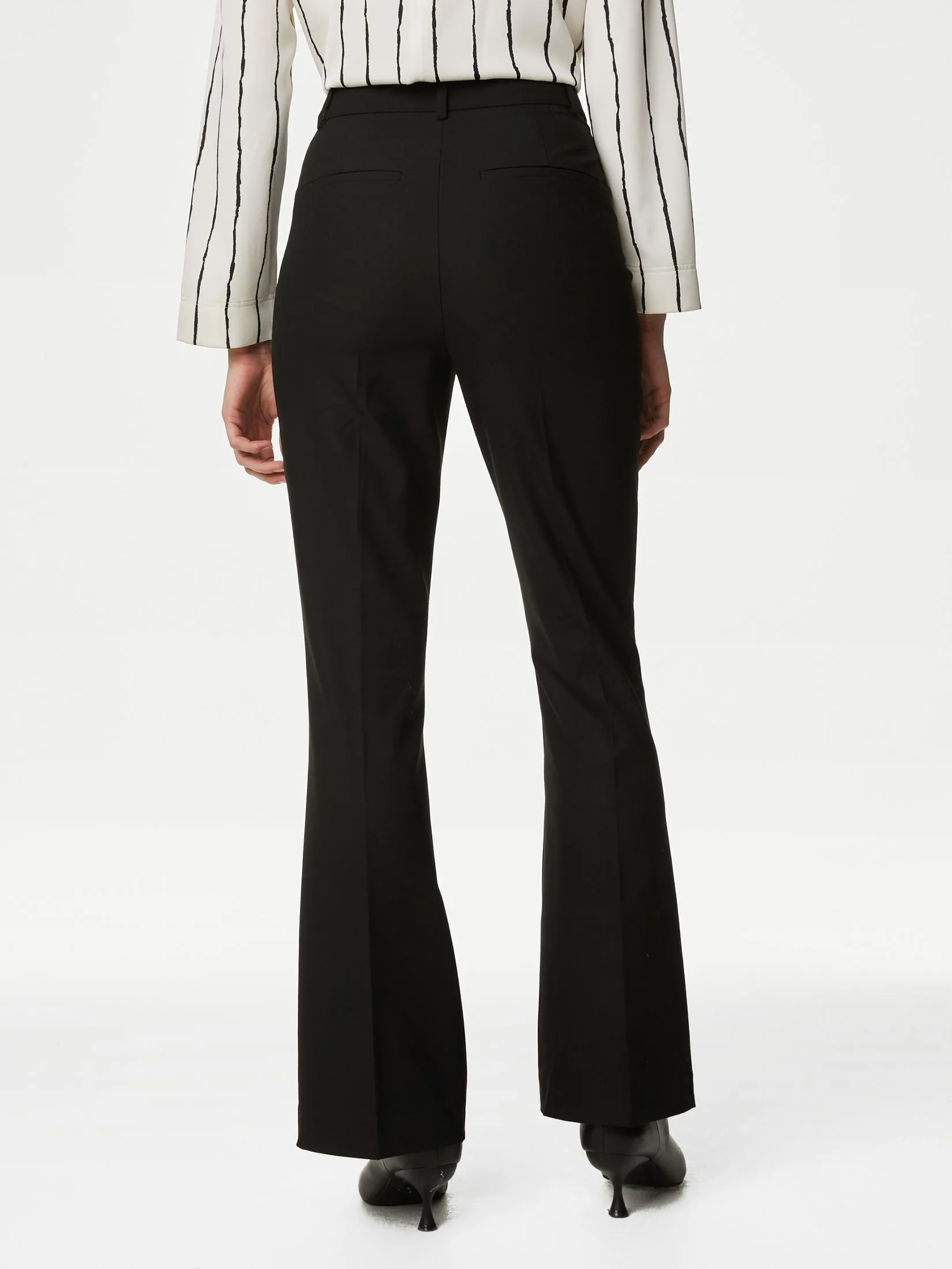 MARKS & SPENCER Women Flare Trousers Slim Fit Black MARKS & SPENCER Women Flare Trousers Slim Fit Black