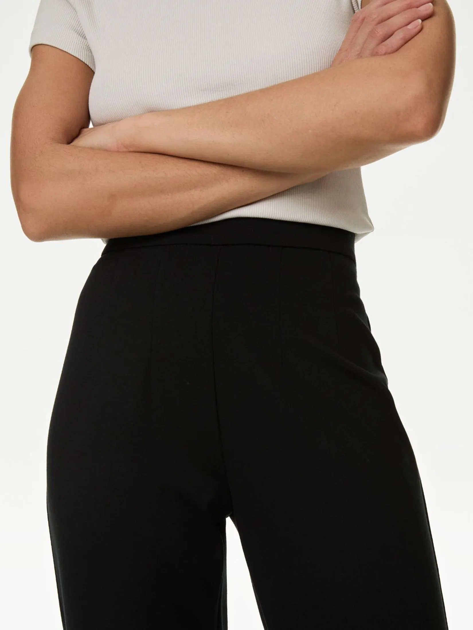 MARKS & SPENCER Women Straight Leg Trousers With Stretch Jersey MARKS & SPENCER Women Straight Leg Trousers With Stretch Jersey