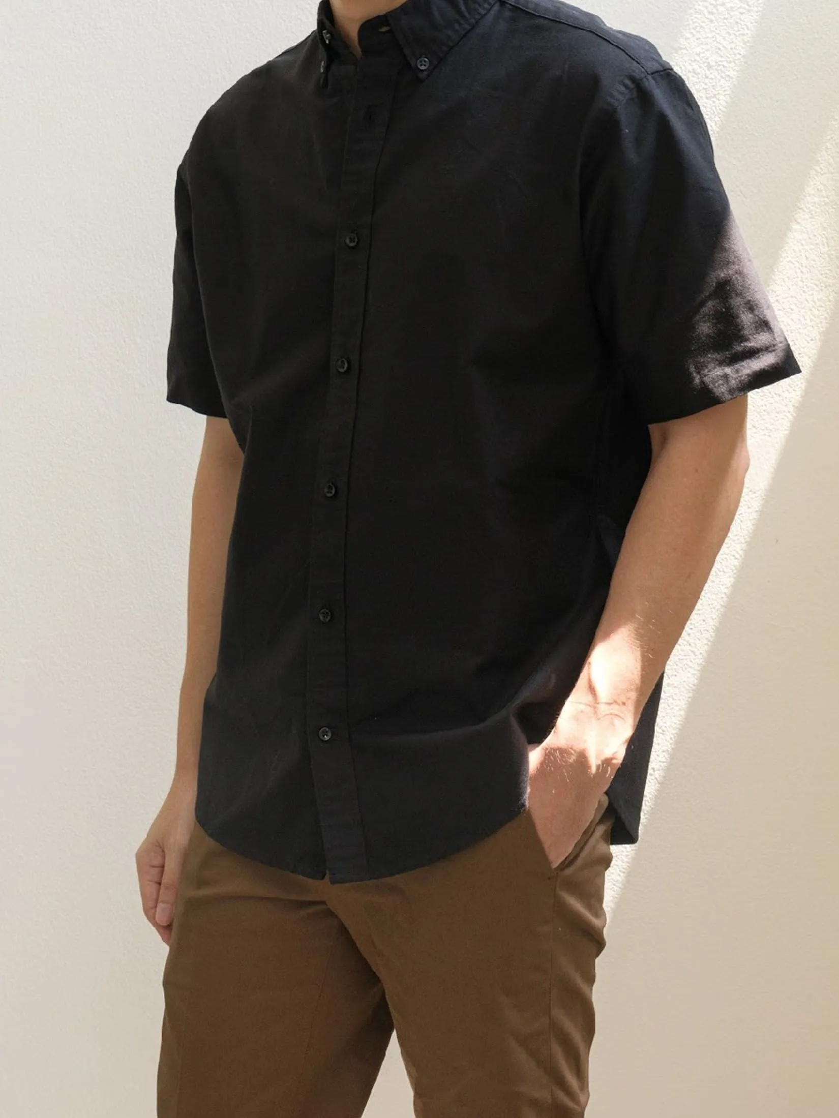 Era-won Men's Oxford Shirt Short Sleeve Comfort Fit Black Era-won Men's Oxford Shirt Short Sleeve Comfort Fit Black