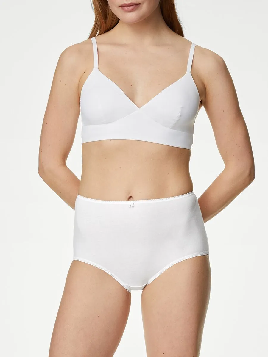 MARKS & SPENCER Women Full Briefs Cotton Lycra 5 Pk White MARKS & SPENCER Women Full Briefs Cotton Lycra 5 Pk White