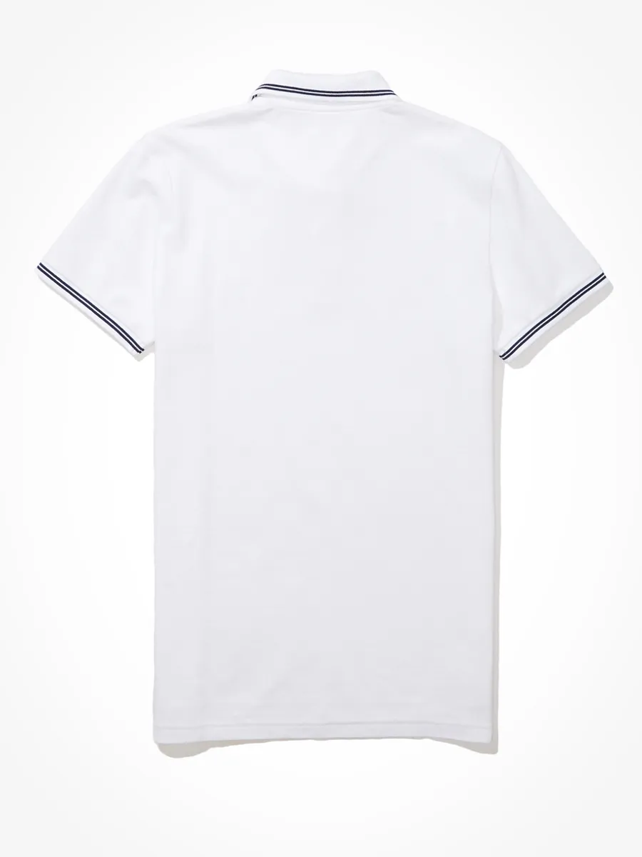 American Eagle PIQUE SLIM TIPPING SOLIDS 100 WHITE American Eagle PIQUE SLIM TIPPING SOLIDS 100 WHITE