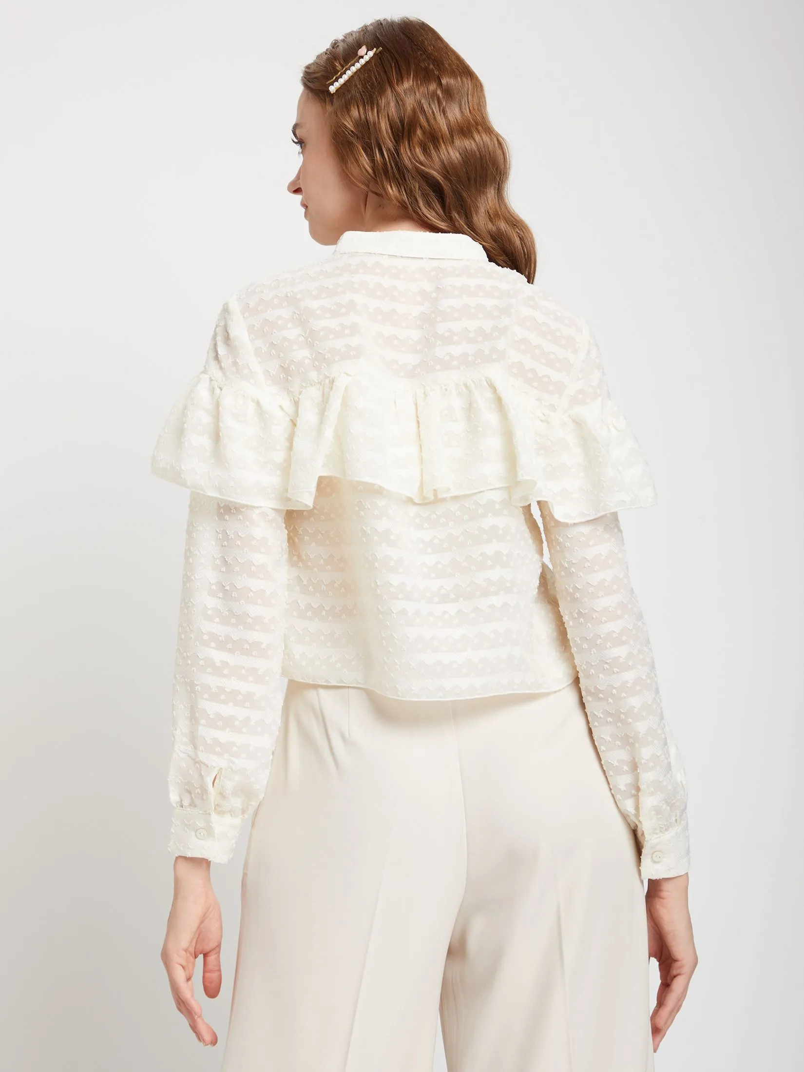 LOLITA Women Blouse Chiffon Blouse with ruffle trim LOLITA Women Blouse Chiffon Blouse with ruffle trim