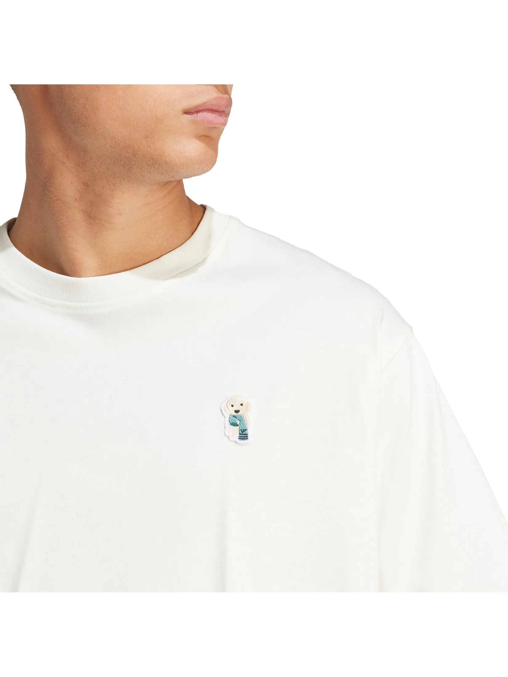 ADIDAS Men T-Shirt Graphic Dog Sock Patch Ivory ADIDAS Men T-Shirt Graphic Dog Sock Patch Ivory