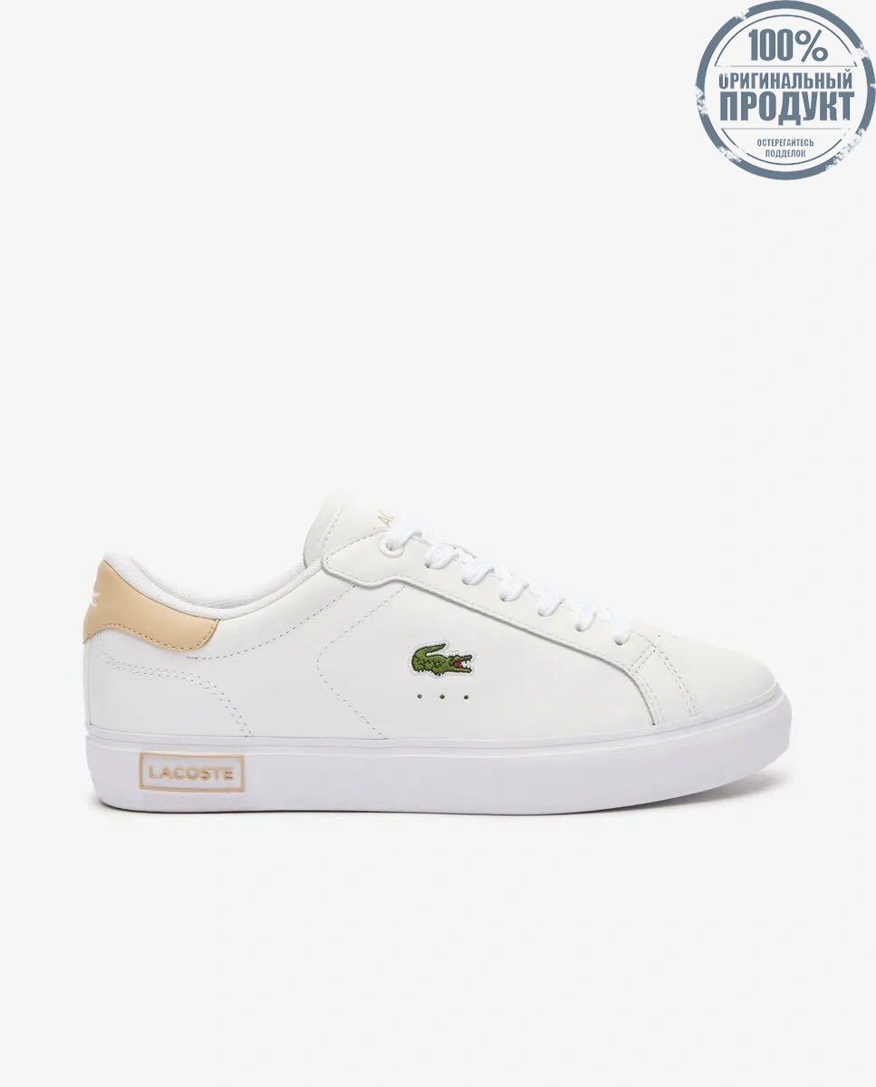 LACOSTE White Women’s Powercourt Logo Tongue Leather Trainers LACOSTE White Women’s Powercourt Logo Tongue Leather Trainers