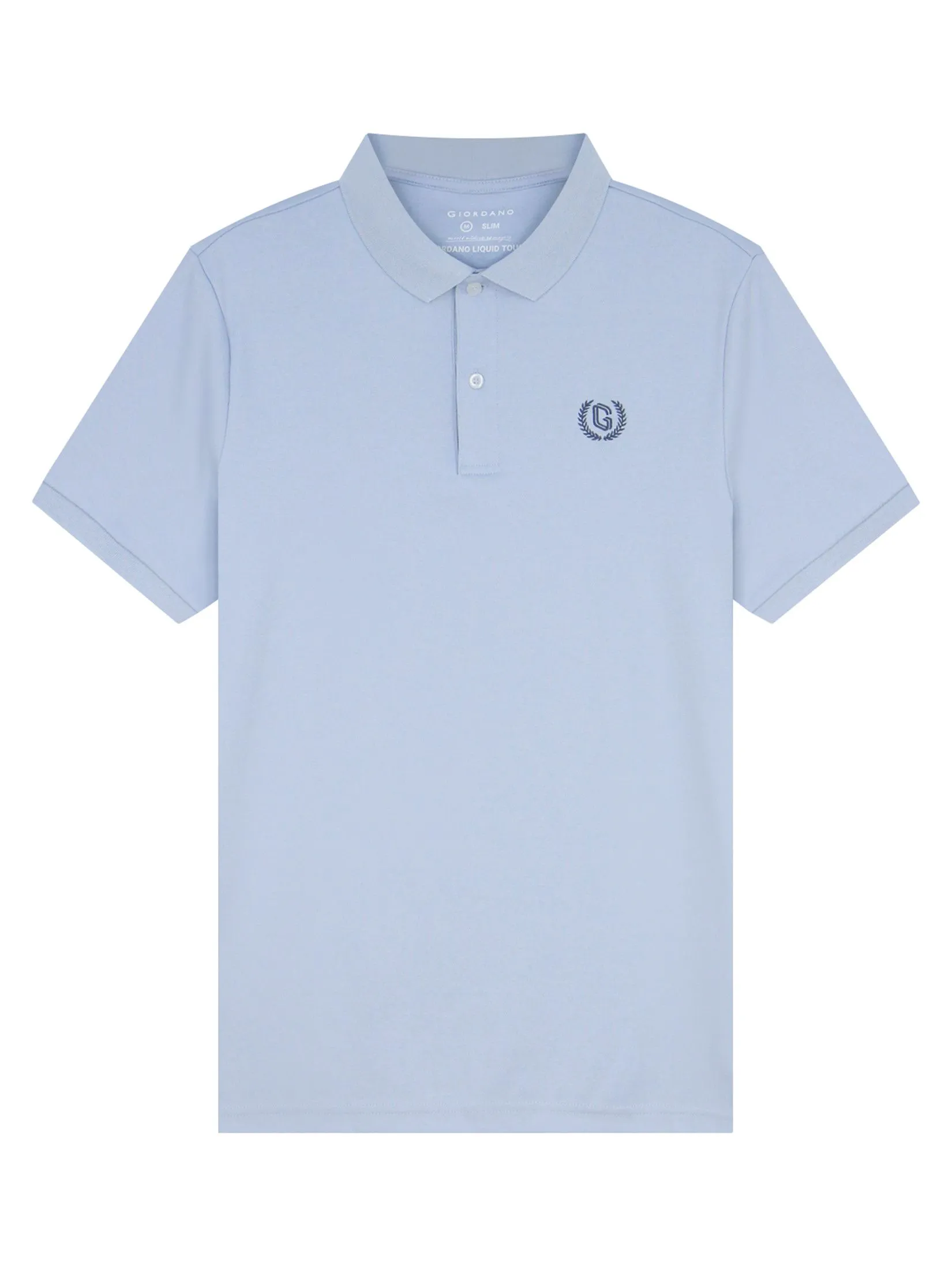 GIORDANO Men's Slim Interlock Polo (Liquid Touch) Subdued Blue GIORDANO Men's Slim Interlock Polo (Liquid Touch) Subdued Blue