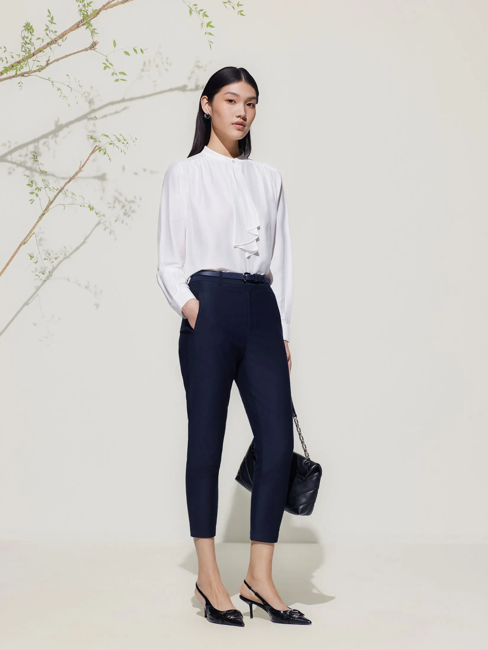G2000 Women Clothing Cotton Modal Capri Skinny Casual Pants With Belt Capri Skinny Shape - Navy G2000 Women Clothing Cotton Modal Capri Skinny Casual Pants With Belt Capri Skinny Shape - Navy