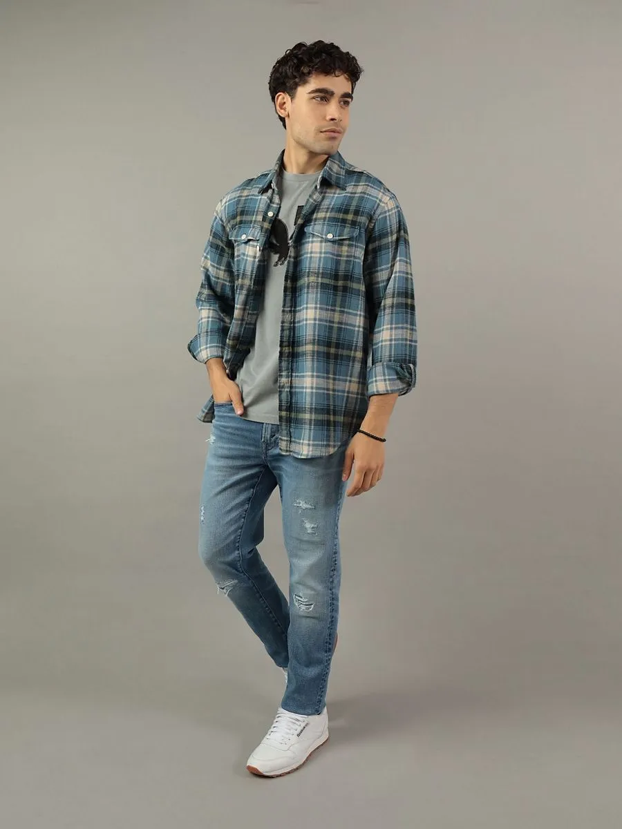 American Eagle MEN CF CSC SALVADOR TWILL FLANNEL 395 TEAL American Eagle MEN CF CSC SALVADOR TWILL FLANNEL 395 TEAL