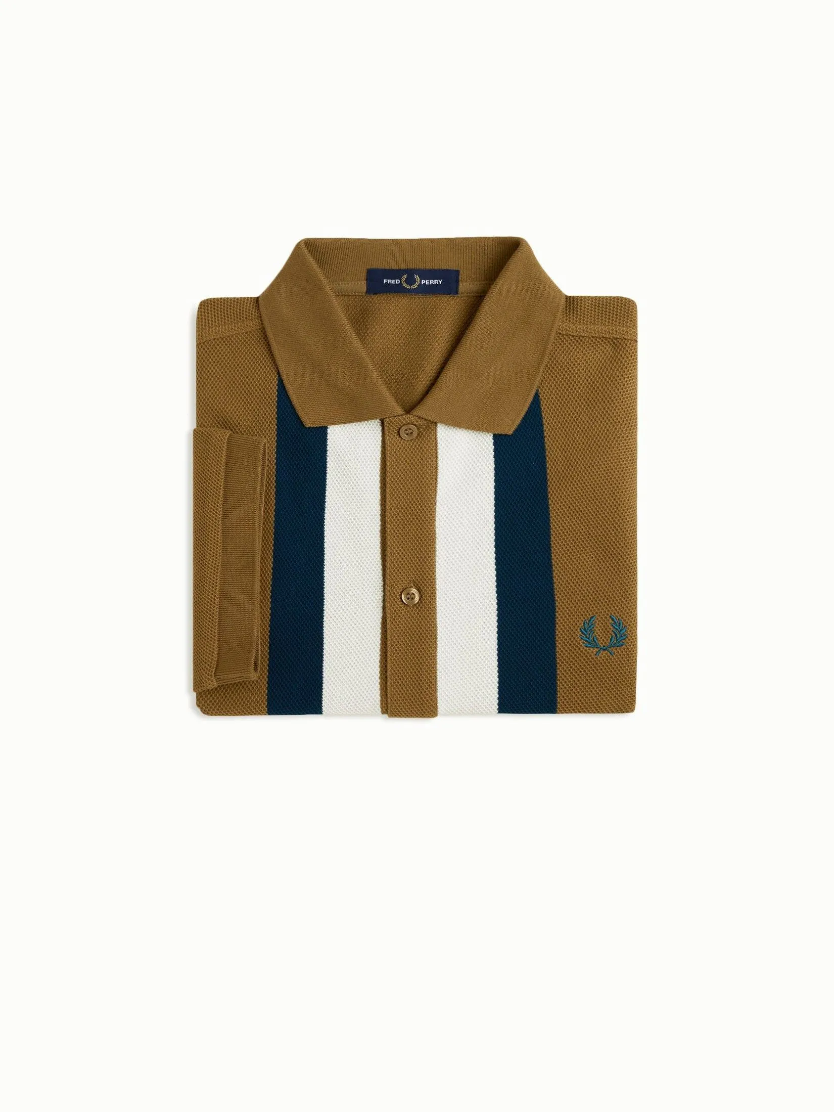 Fred Perry Men PANELLED BUTTON THROUGH POLO S Brown Fred Perry Men PANELLED BUTTON THROUGH POLO S Brown
