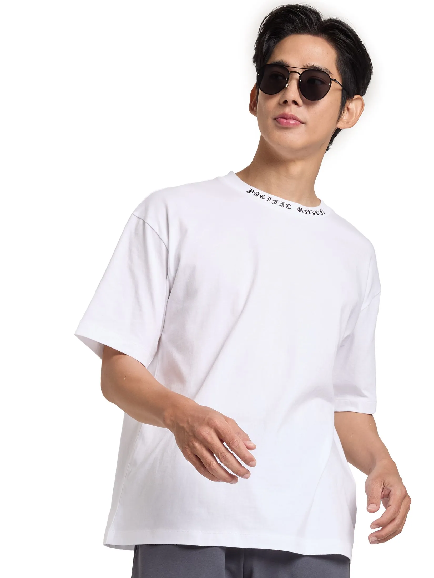 PACIFIC UNION Men T-Shirt Oversized Logo Rib Printed PACIFIC UNION Men T-Shirt Oversized Logo Rib Printed