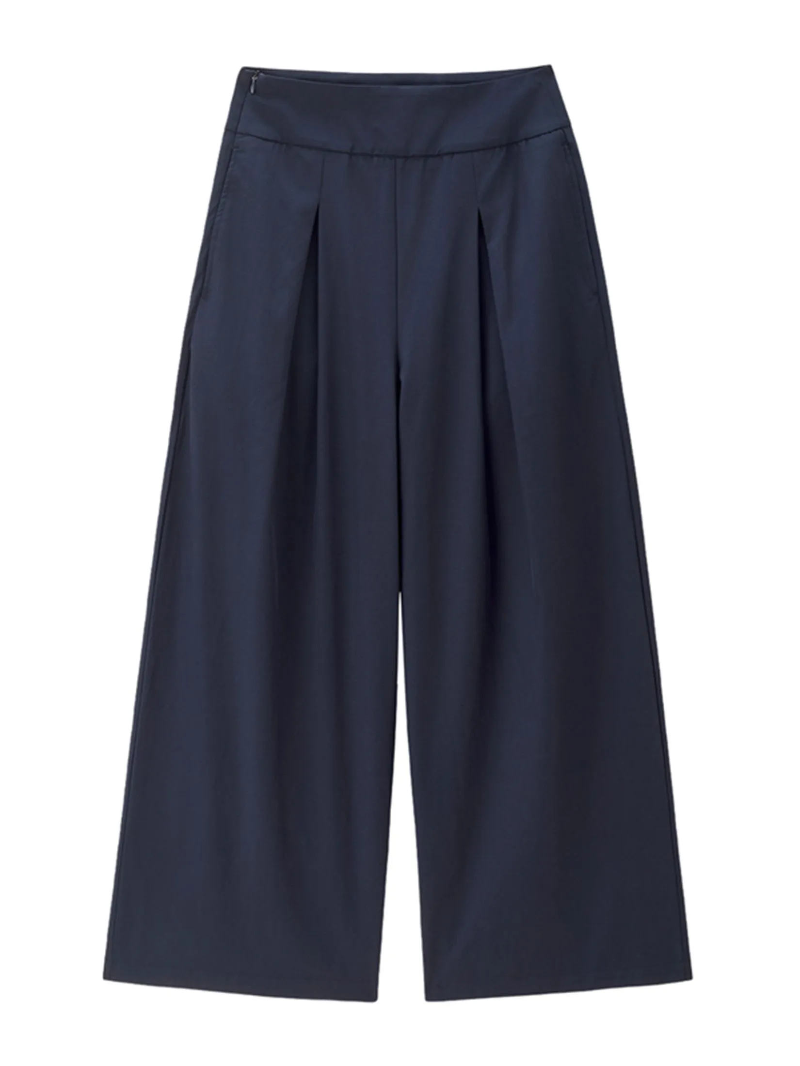 GIORDANO Women's  Online Exclusive Pleated Ankle Trousers Navy Blue GIORDANO Women's  Online Exclusive Pleated Ankle Trousers Navy Blue