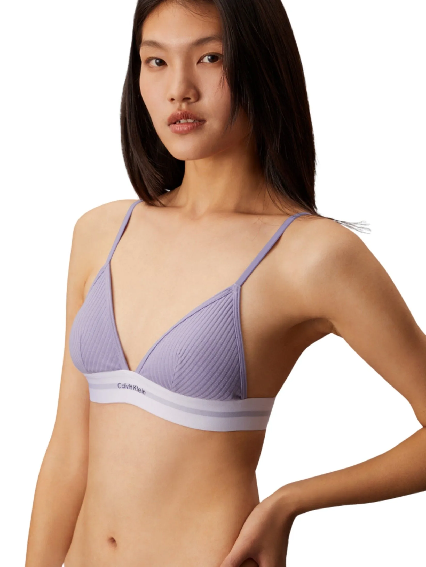 CALVIN KLEIN Women's Cotton Modal Stretch Rib Lightly Lined Triangle Bra Violet CALVIN KLEIN Women's Cotton Modal Stretch Rib Lightly Lined Triangle Bra Violet