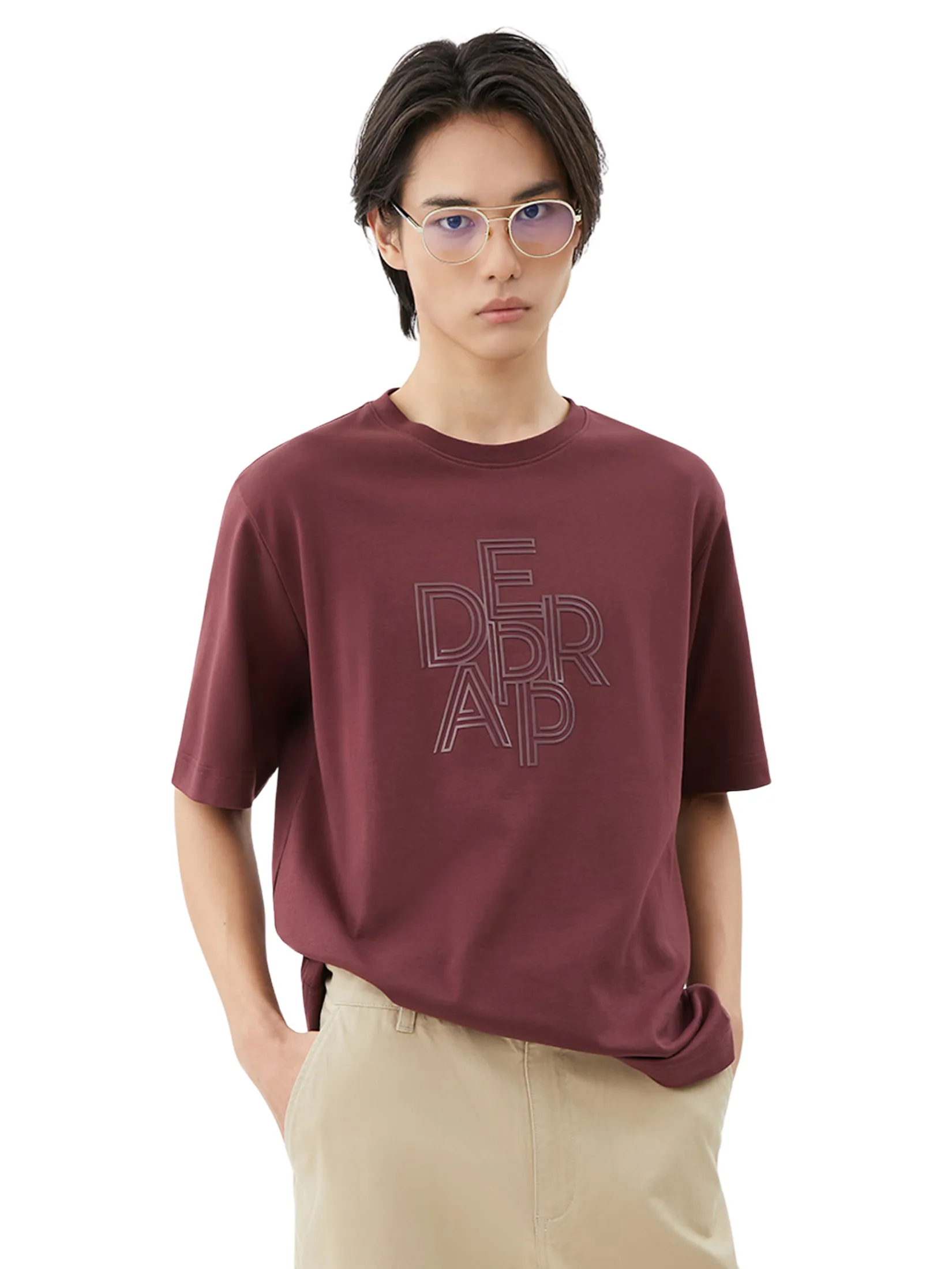 DAPPER DAPPER Embossed Logo Print T-Shirt Red DAPPER DAPPER Embossed Logo Print T-Shirt Red