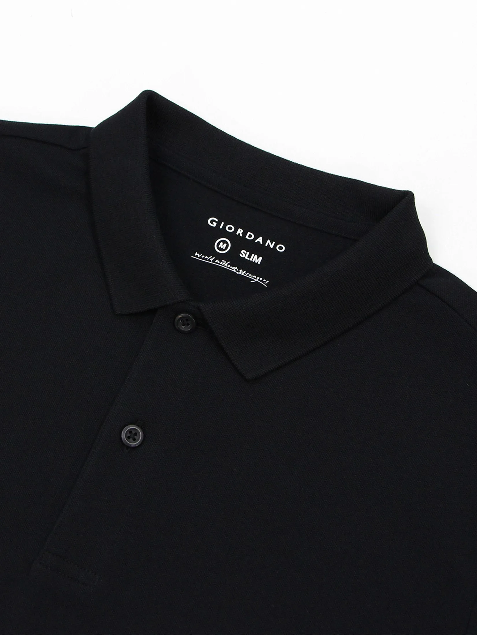 GIORDANO Men's Slim Cotton Lycra Polo Black GIORDANO Men's Slim Cotton Lycra Polo Black