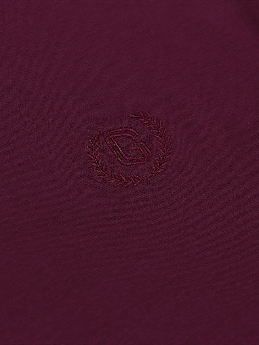 GIORDANO Men's Interlock Embroidery Tee (Liquid Touch)  Burgundy red GIORDANO Men's Interlock Embroidery Tee (Liquid Touch)  Burgundy red