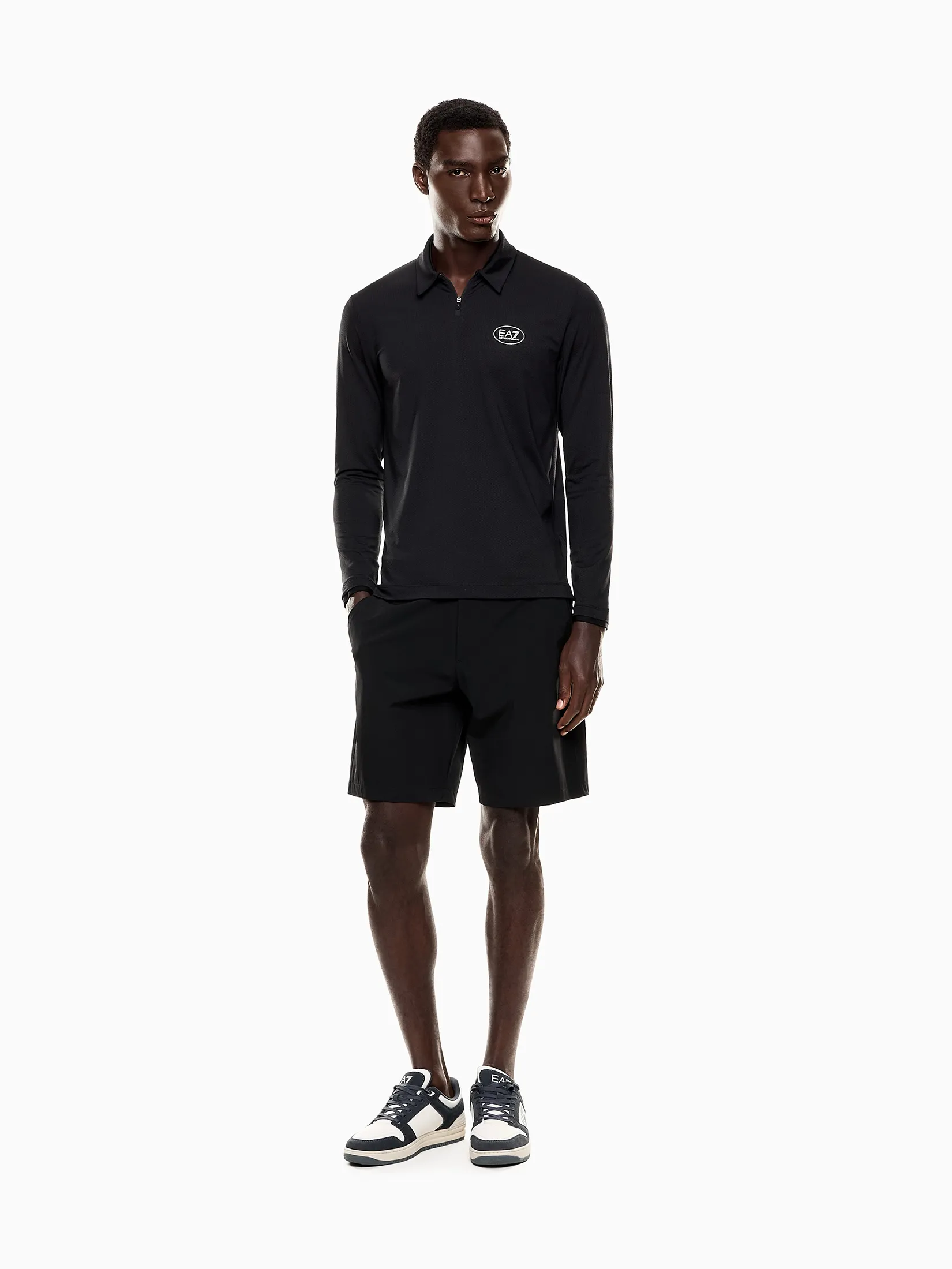EA7 Men Polo Long Sleeves Chest Logo FW25 UB011 Black EA7 Men Polo Long Sleeves Chest Logo FW25 UB011 Black