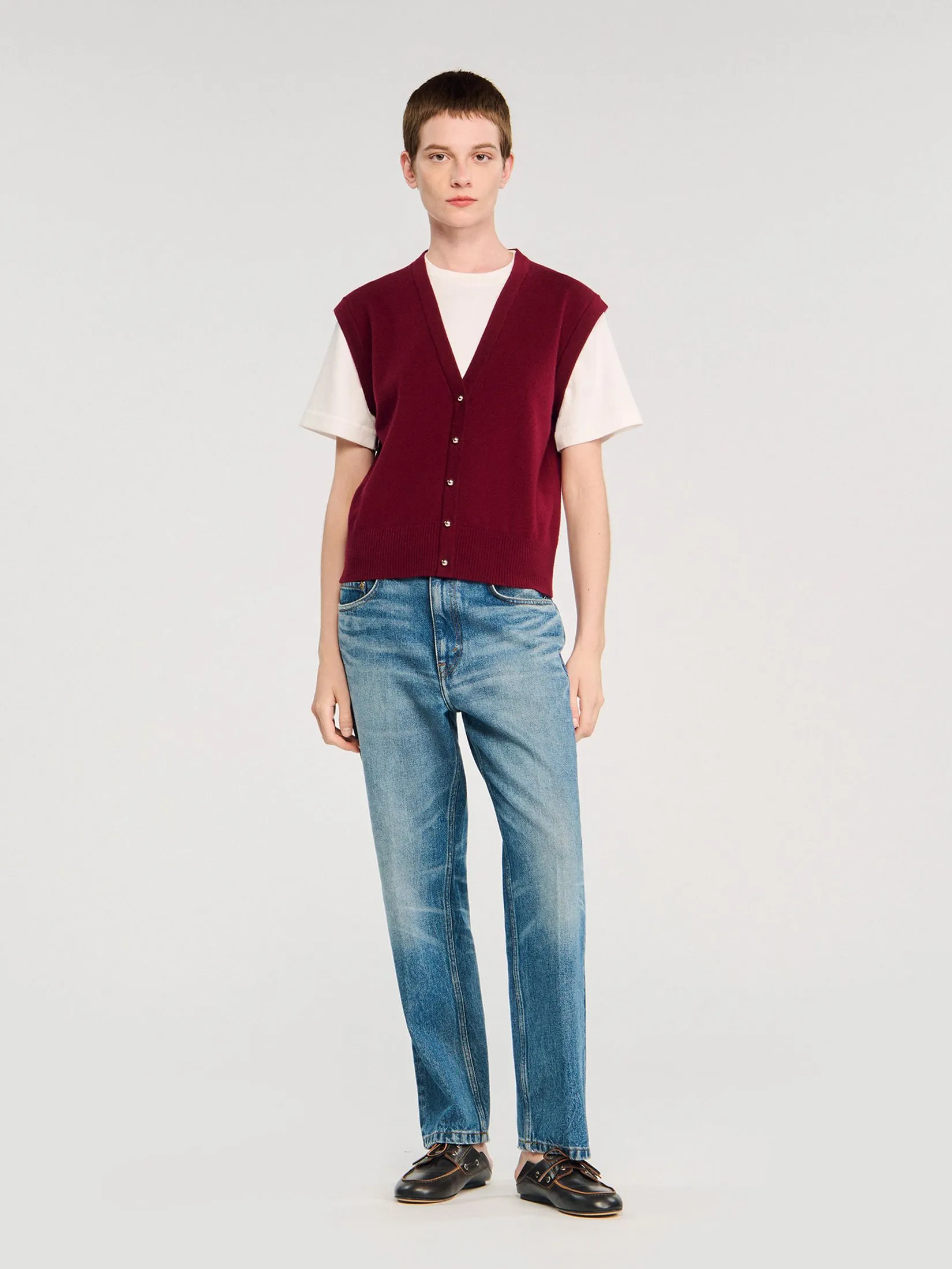 SANDRO Two-Tone Wool and Cashmere Sweater SANDRO Two-Tone Wool and Cashmere Sweater