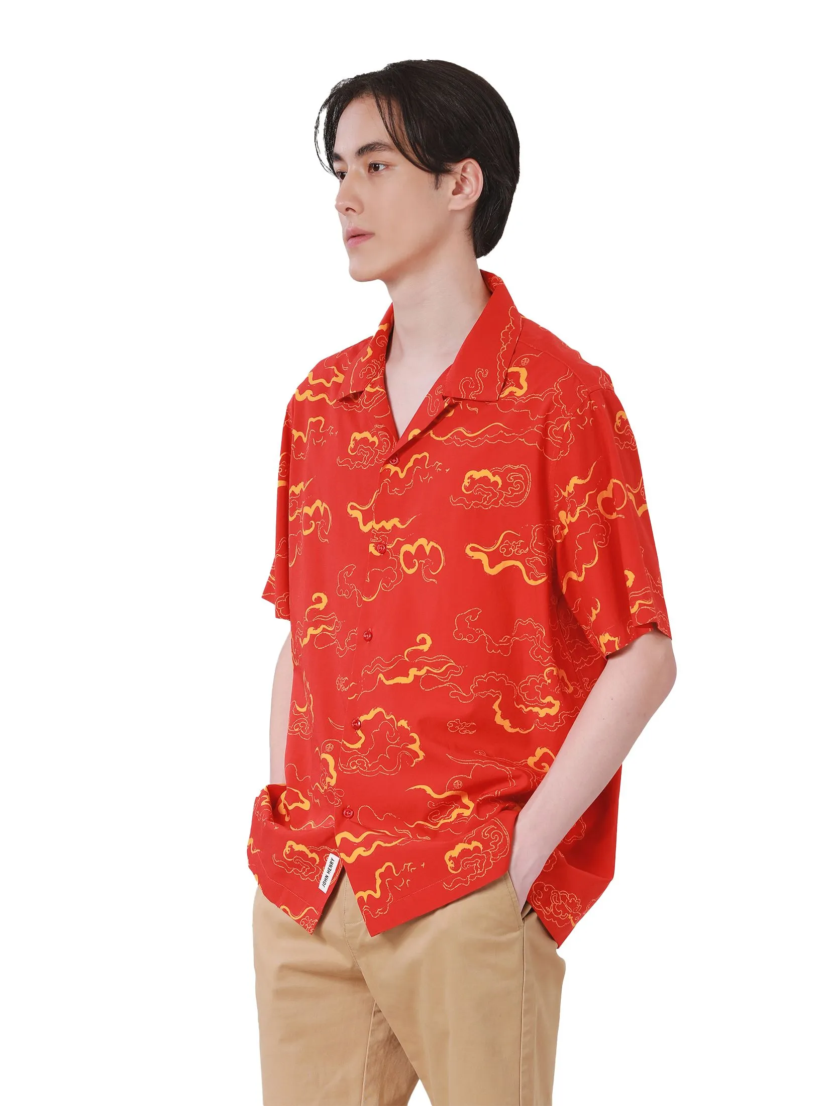 JOHN HENRY Men's Short Sleeves Shirts (Relaxed Fit) CHINESE NEW YEAR Red JOHN HENRY Men's Short Sleeves Shirts (Relaxed Fit) CHINESE NEW YEAR Red
