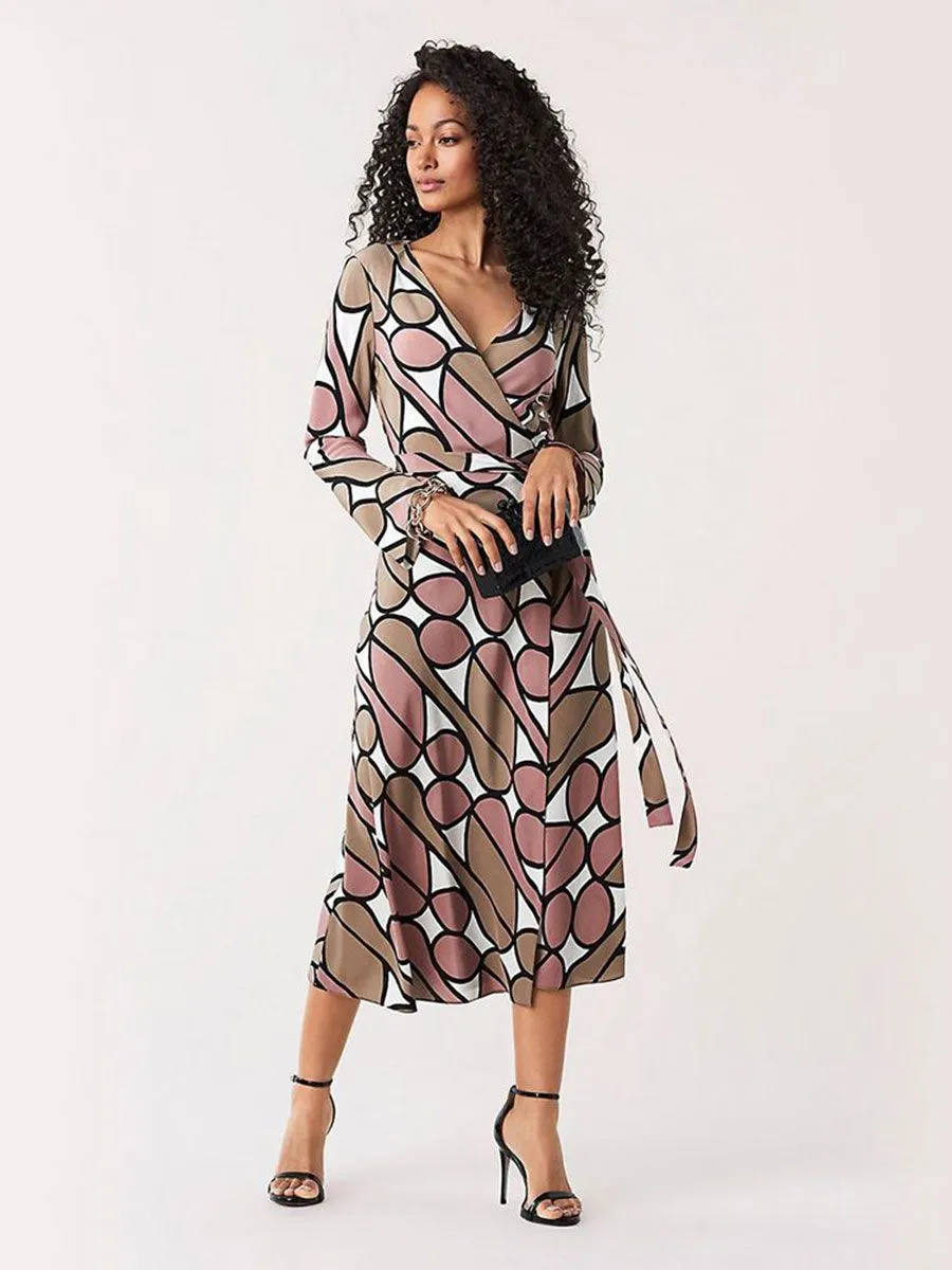 DIANE VON FURSTENBERG Women'S Dress DVF TILLY Parang Burlwood DIANE VON FURSTENBERG Women'S Dress DVF TILLY Parang Burlwood