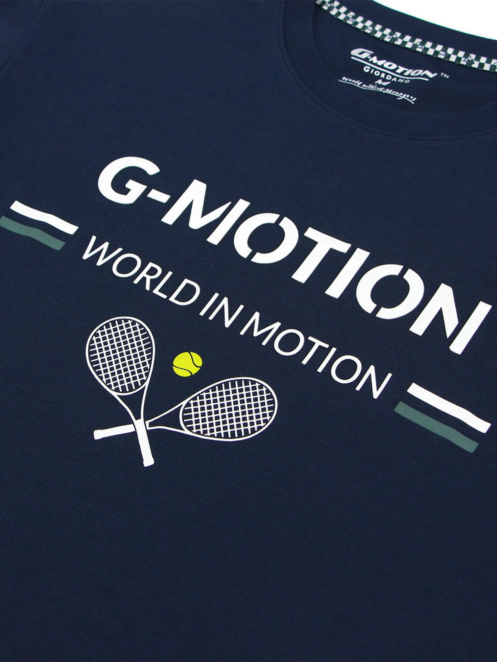 GIORDANO Men's Relaxed Cool UV-resistant G-Motion Tee (Tennis) Navy