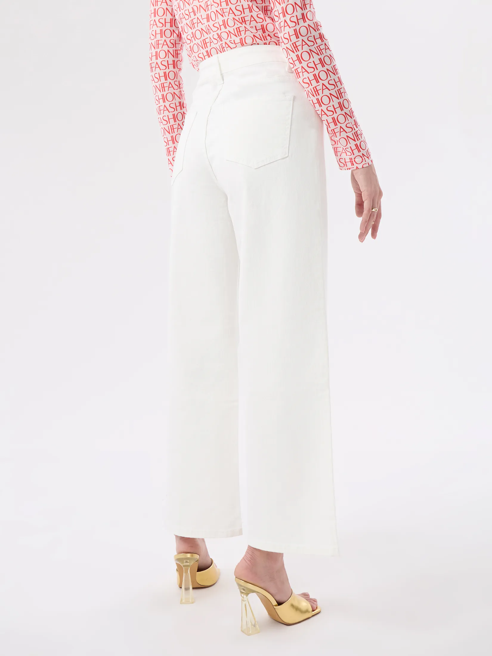 F-FASHION Wide-Leg White Denim Women White F-FASHION Wide-Leg White Denim Women White
